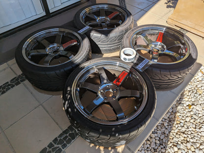 RAYS Volk Racing TE37SL (Pressed Graphite) with AD08R Tyres and TE37SL Stickers