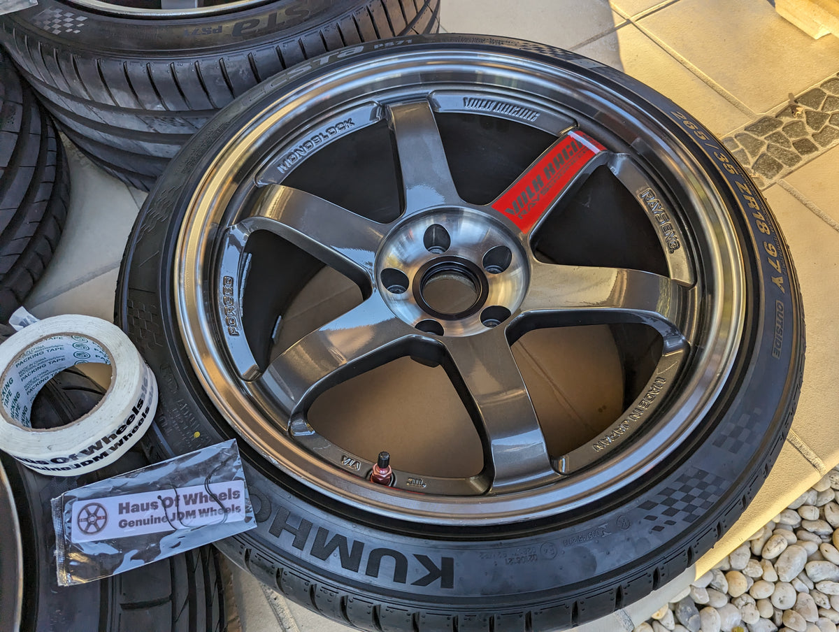 *Discontinued* + *Near New* (Double Pressed Graphite) RAYS Volk Racing TE37SL with Tyres - 5x114.3 - 18x10.5 +15