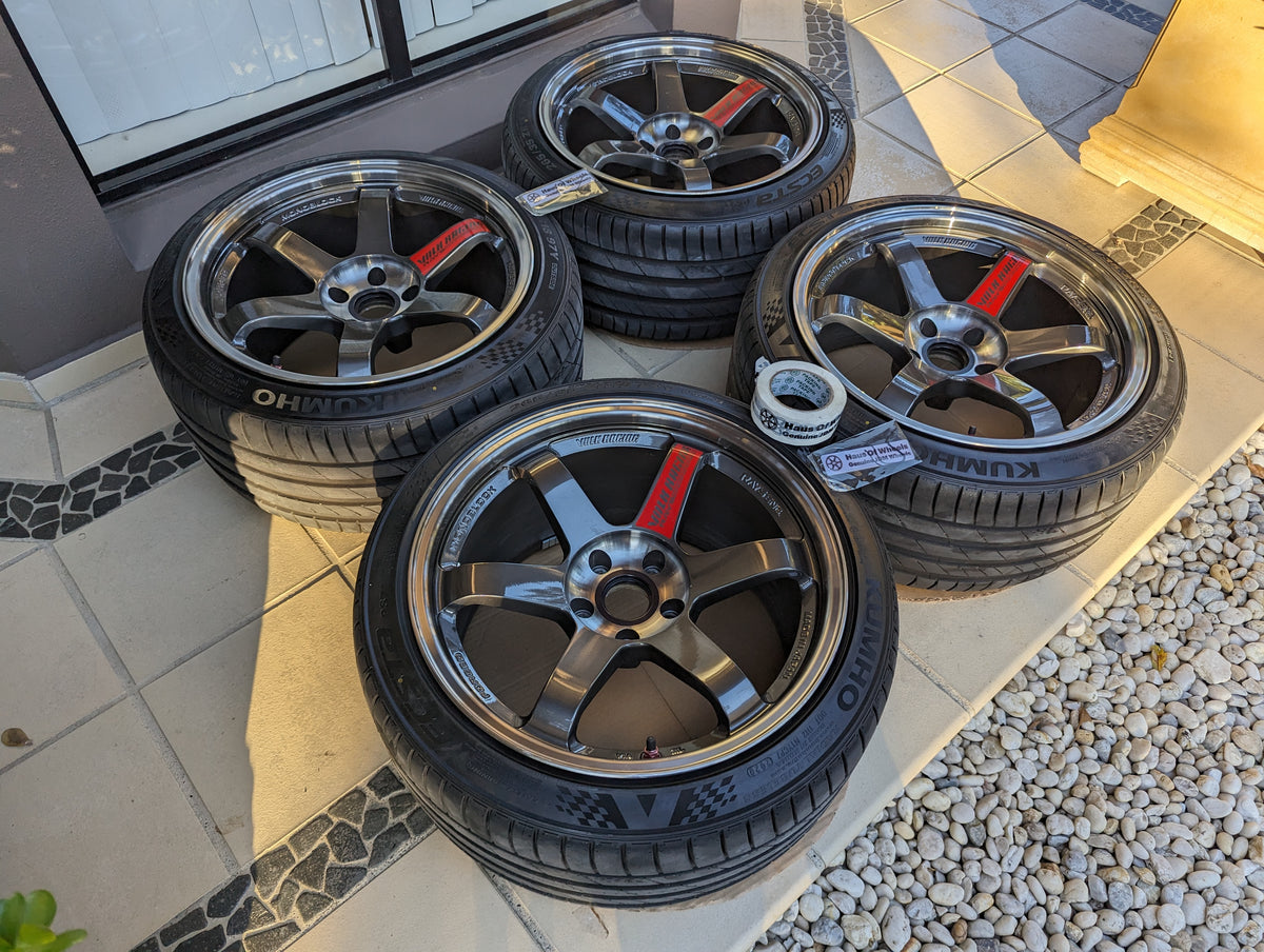 *Discontinued* + *Near New* (Double Pressed Graphite) RAYS Volk Racing TE37SL with Tyres - 5x114.3 - 18x10.5 +15