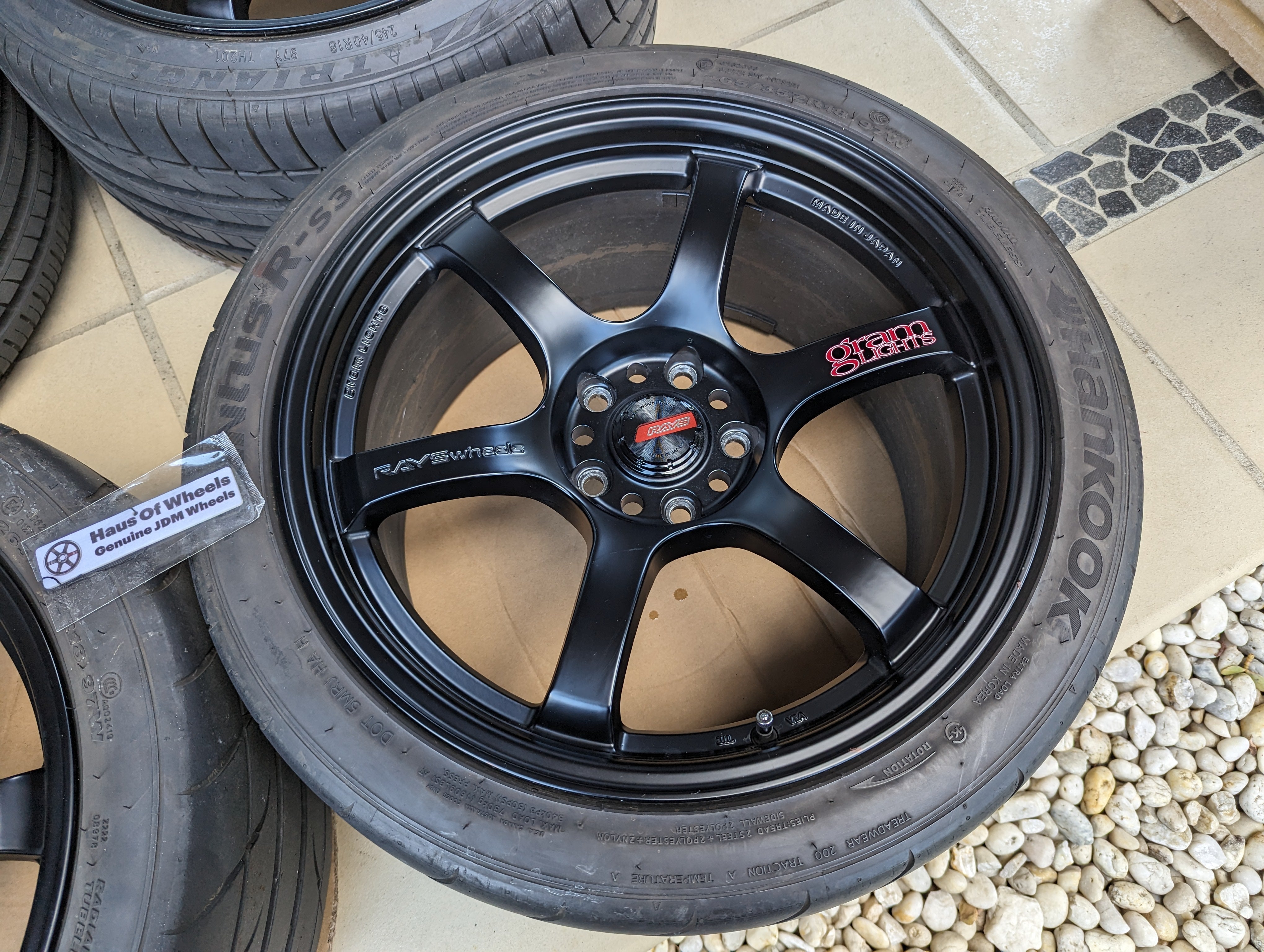 Rays Gramlight 57 DR (Semi Gloss Black) with Center Caps and Tyres