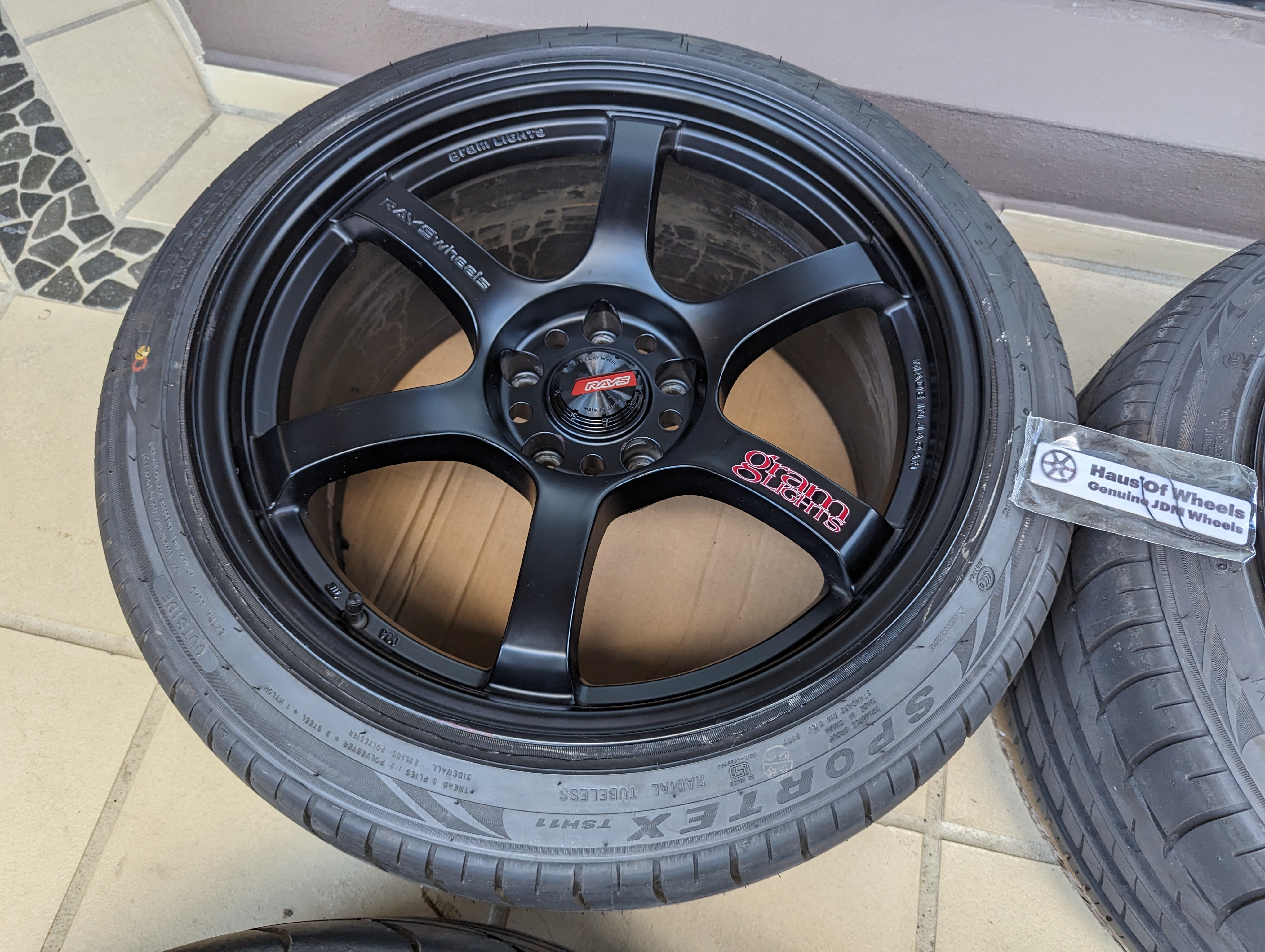 Rays Gramlight 57 DR (Semi Gloss Black) with Center Caps and Tyres