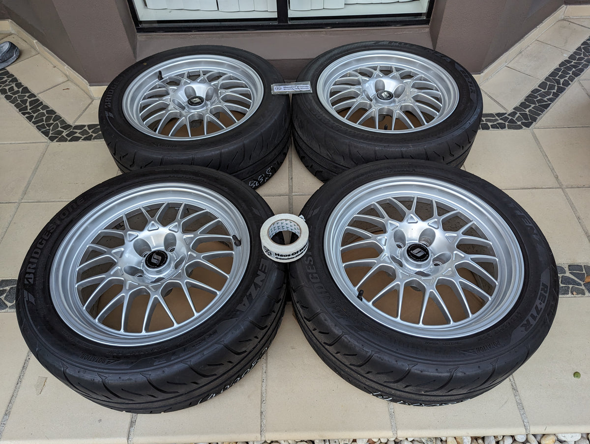 PCD 5x114.3  *RARE* BBS x Nissan GTR V-Spec BNR32 Forged Wheels with Original Center Caps