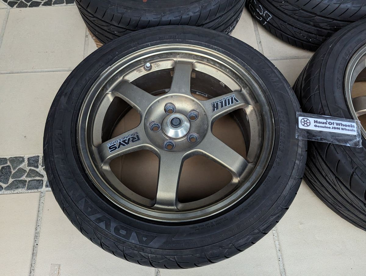 *Rare* Rays Volk Racing TE37 OG Bronze with Center Caps and Yokohama Tyres - 5x100 - 16x7 +45 (205/50/16)