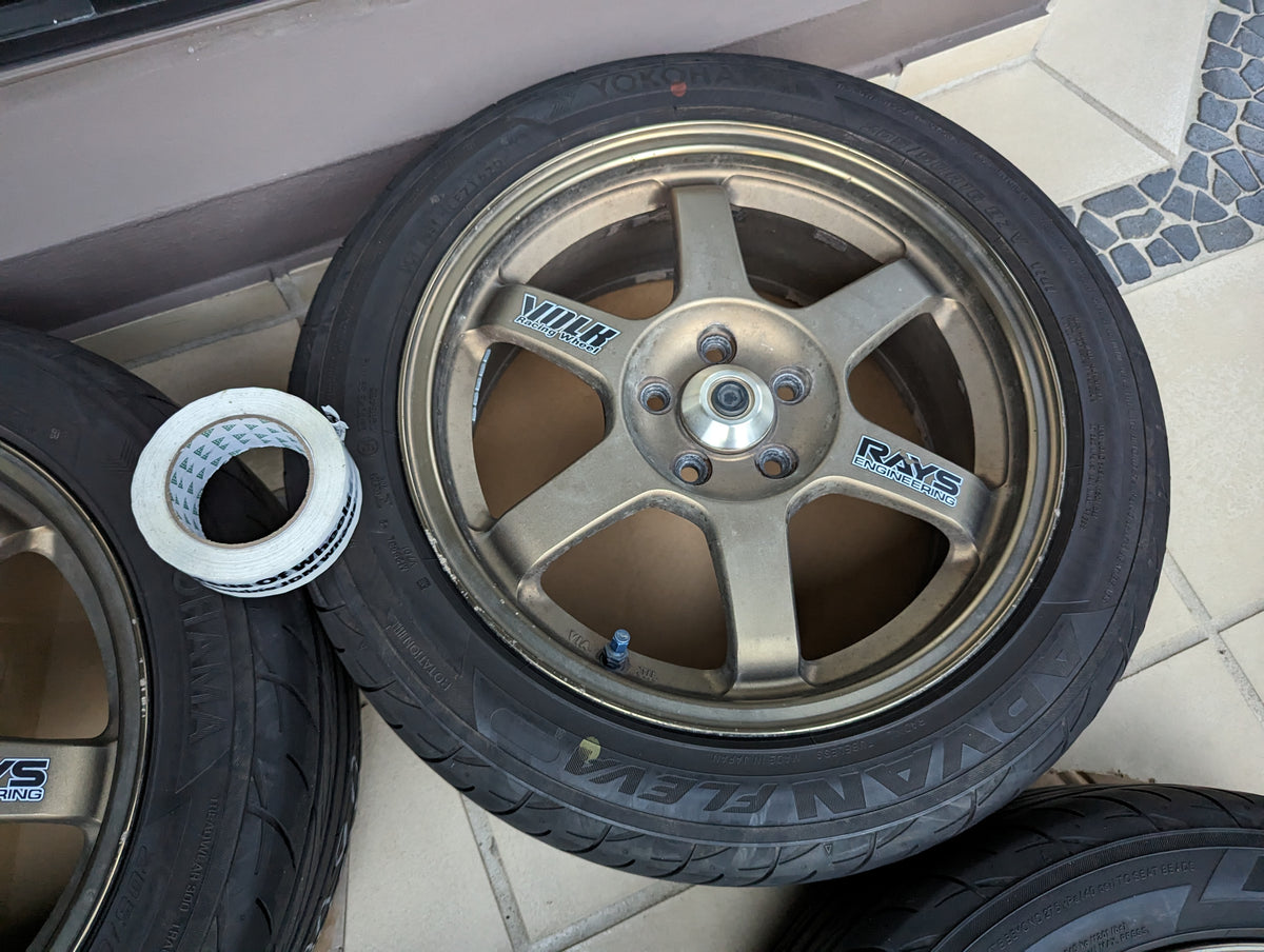 *Rare* Rays Volk Racing TE37 OG Bronze with Center Caps and Yokohama Tyres - 5x100 - 16x7 +45 (205/50/16)