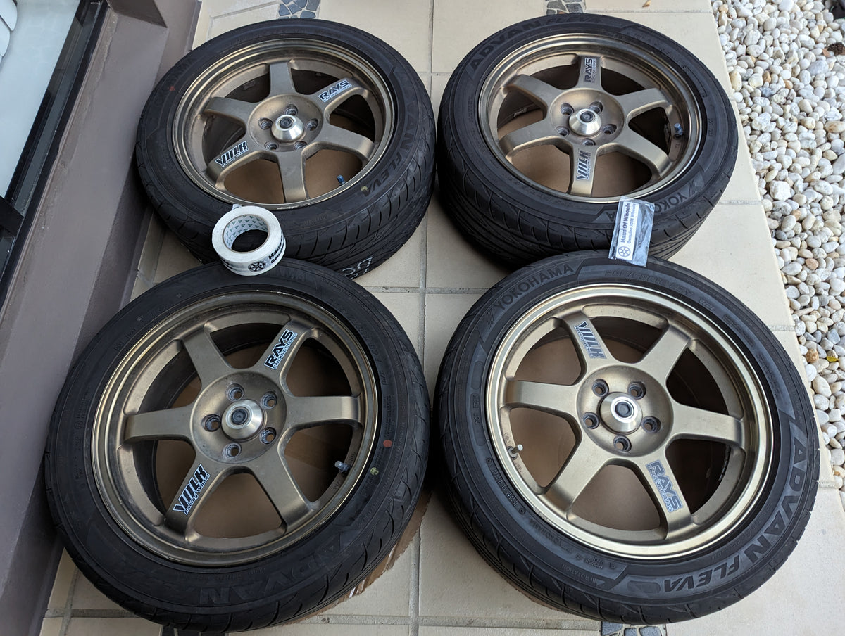 *Rare* Rays Volk Racing TE37 OG Bronze with Center Caps and Yokohama Tyres - 5x100 - 16x7 +45 (205/50/16)