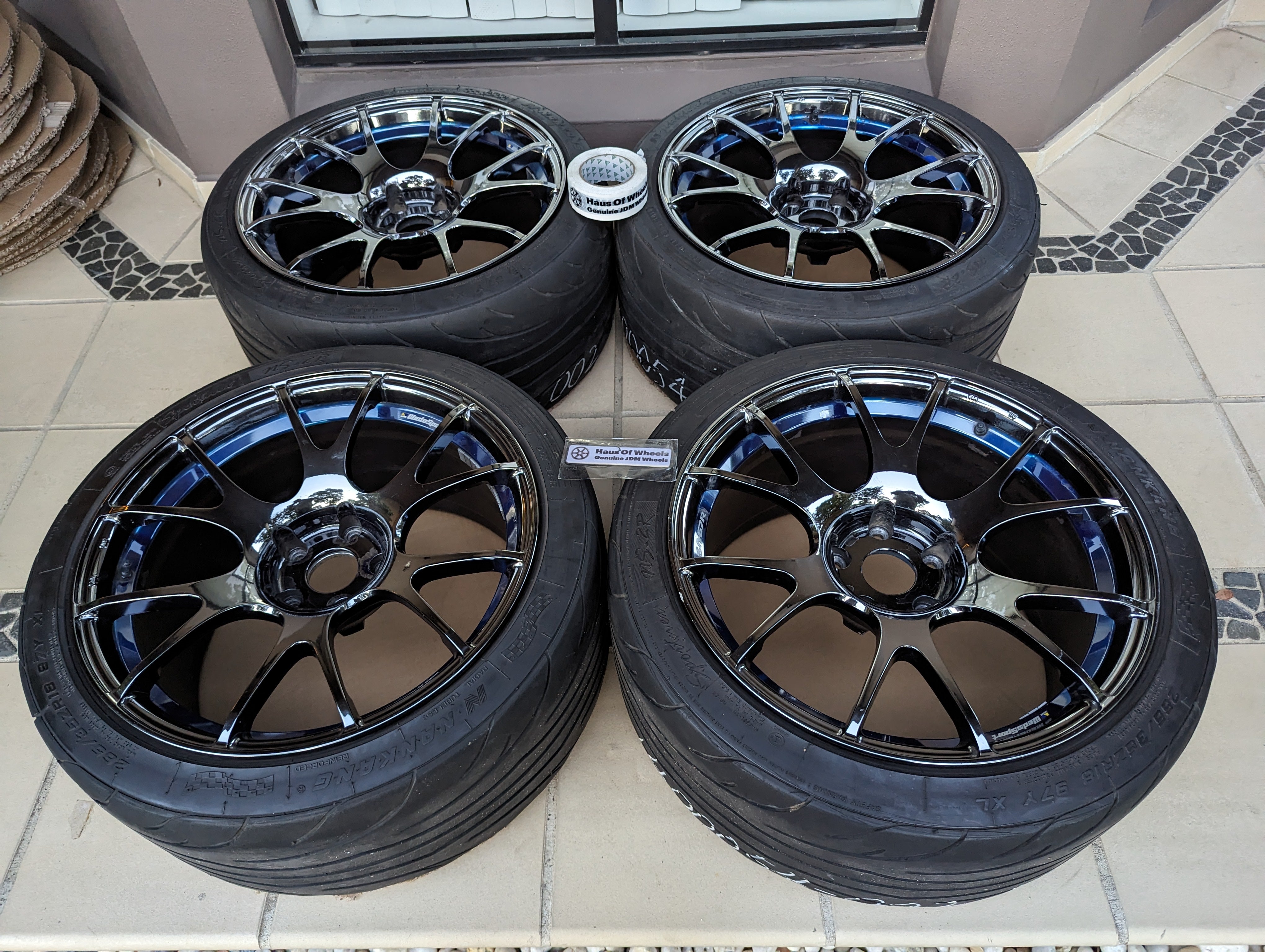 PCD 5x114.3 *Chrome* Wedssport SA67R in Shadow Blue Chrome with Tyres