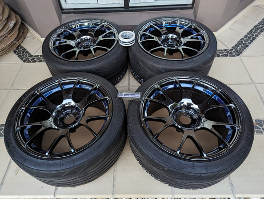 
PCD 5x114.3 *Chrome* Wedssport SA67R in Shadow Blue Chrome with Tyres