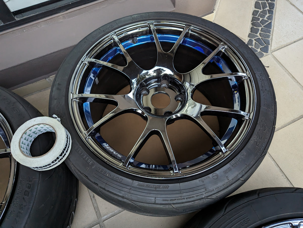 PCD 5x114.3 *Chrome* Wedssport SA67R in Shadow Blue Chrome with Tyres