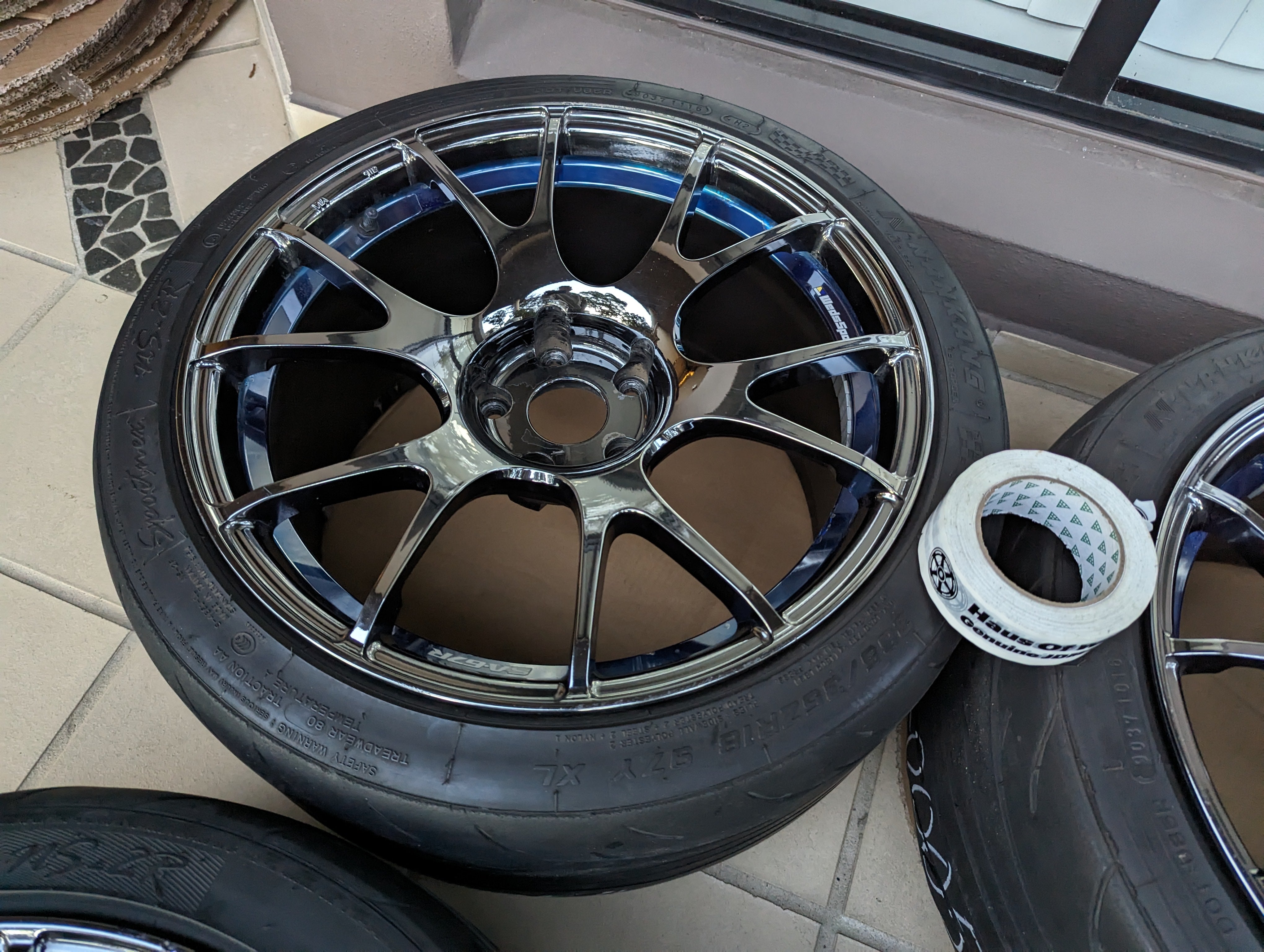 PCD 5x114.3 *Chrome* Wedssport SA67R in Shadow Blue Chrome with Tyres