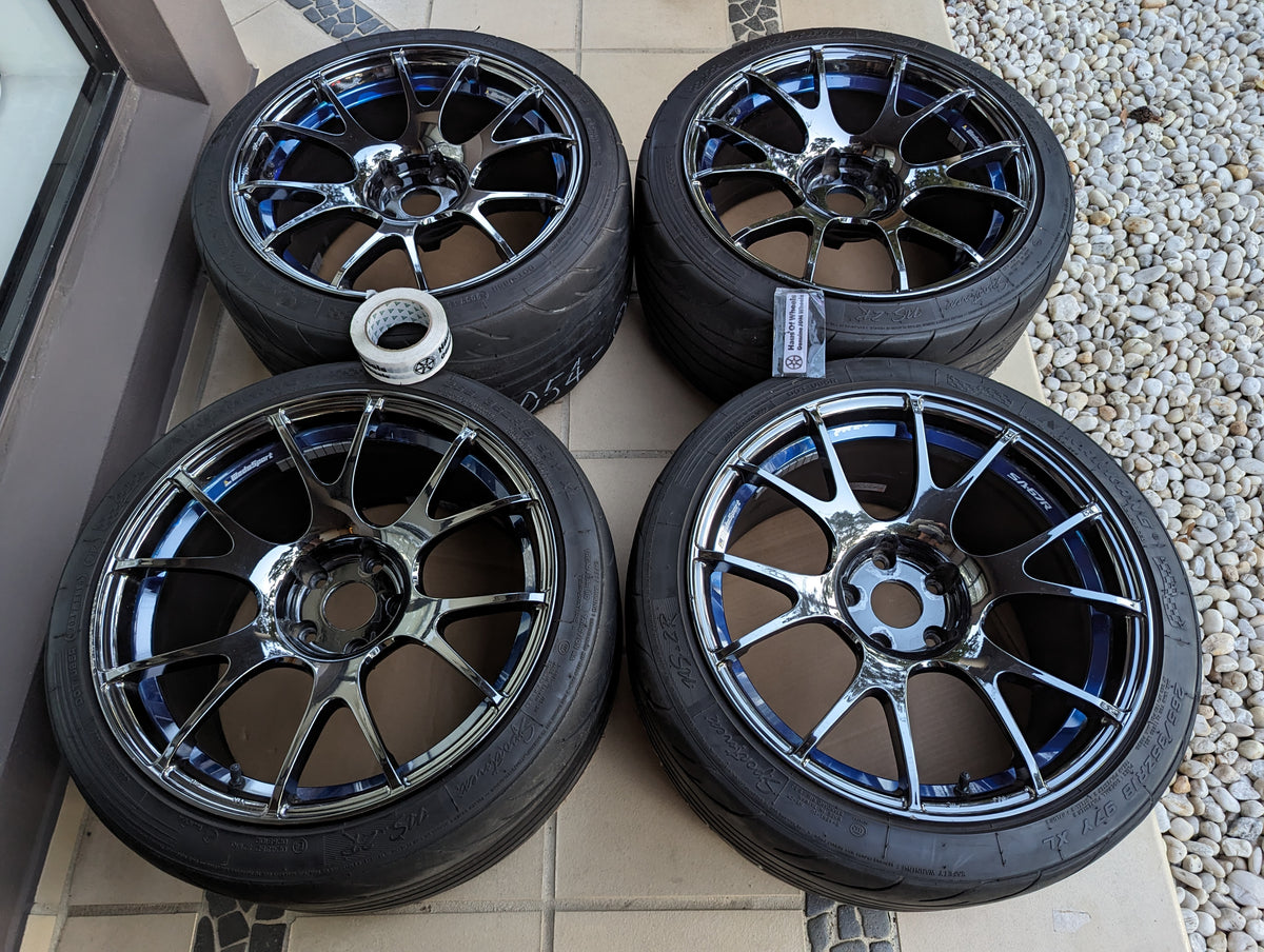 PCD 5x114.3 *Chrome* Wedssport SA67R in Shadow Blue Chrome with Tyres