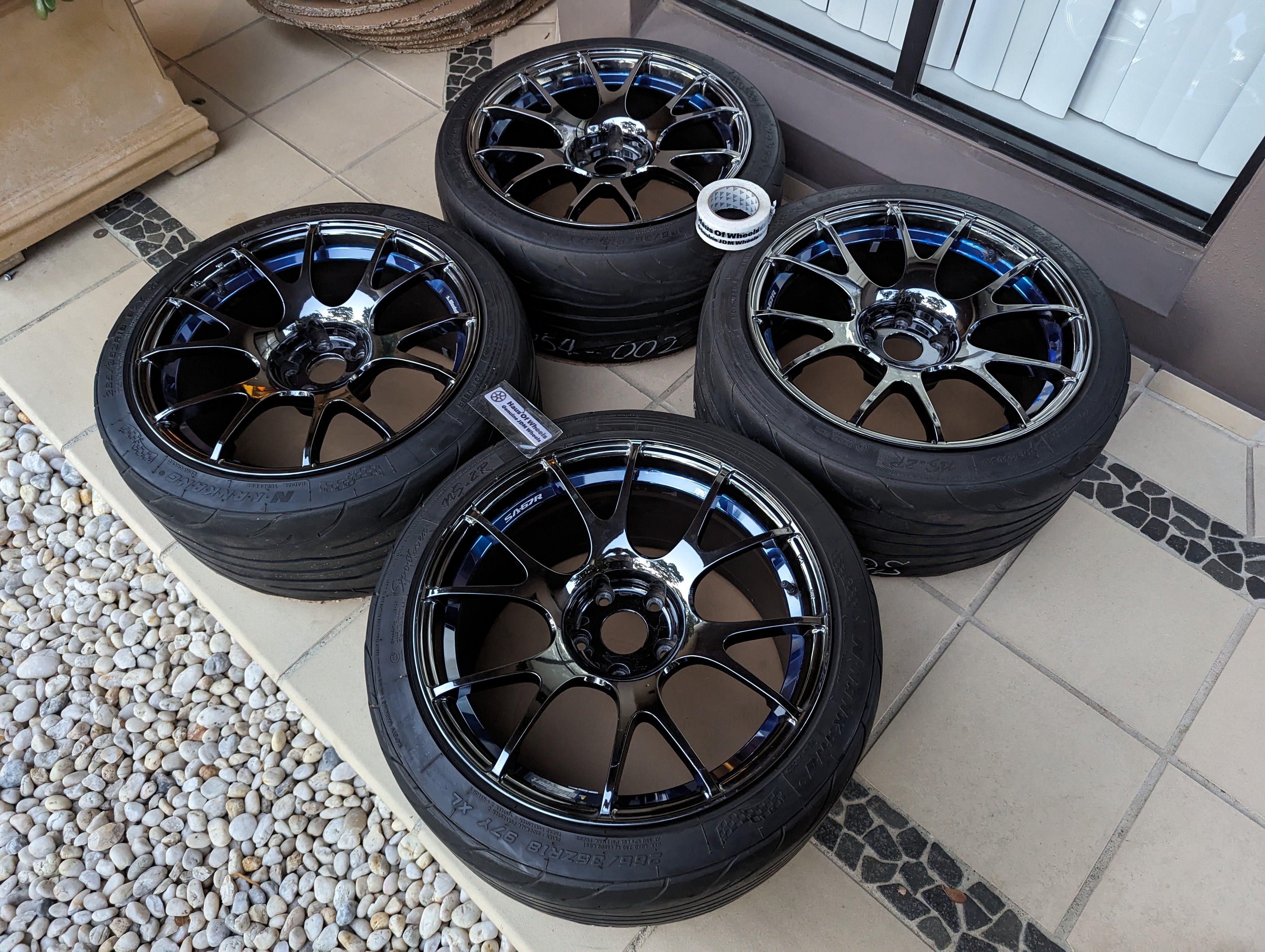 PCD 5x114.3 *Chrome* Wedssport SA67R in Shadow Blue Chrome with Tyres