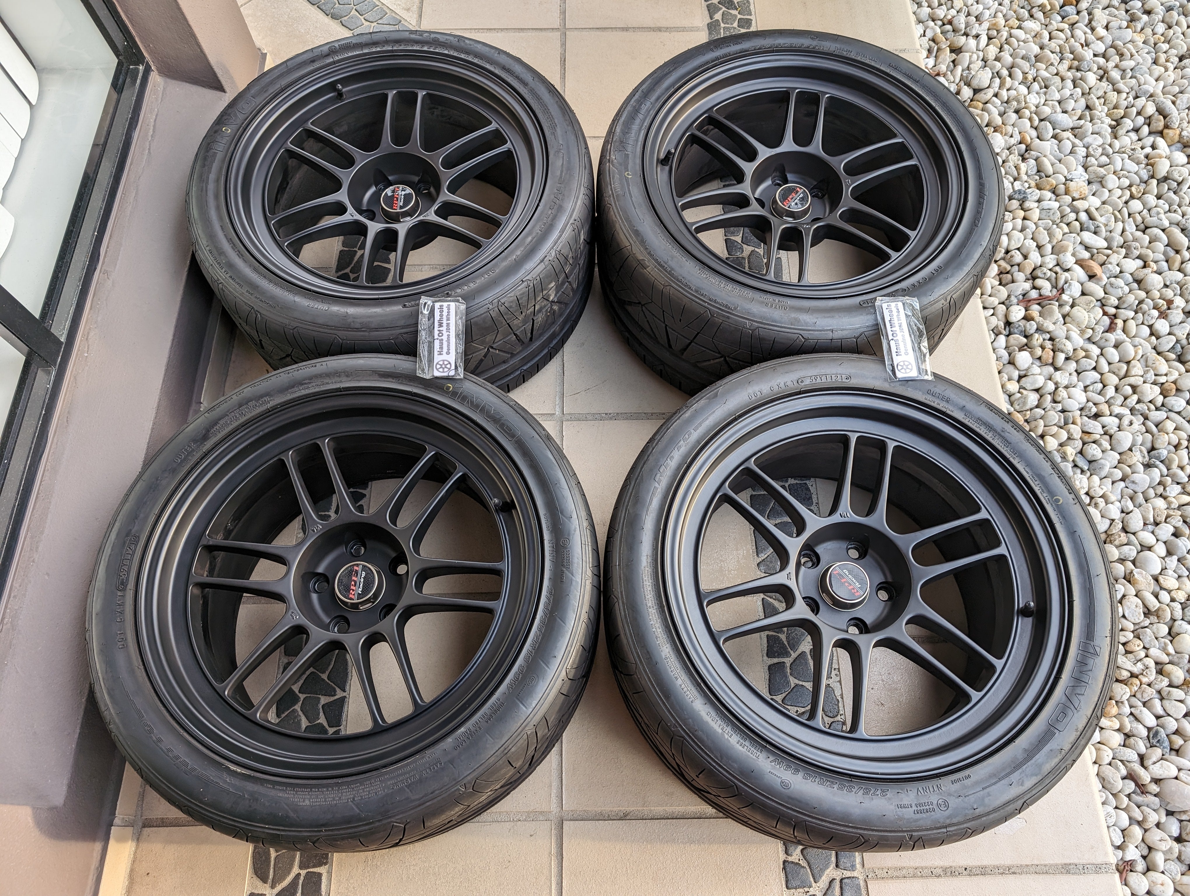 *Near New* Enkei RPF1 (Matte Black) with Genuine Enkei Stickers and Brand New Nitto Tyres - $2800