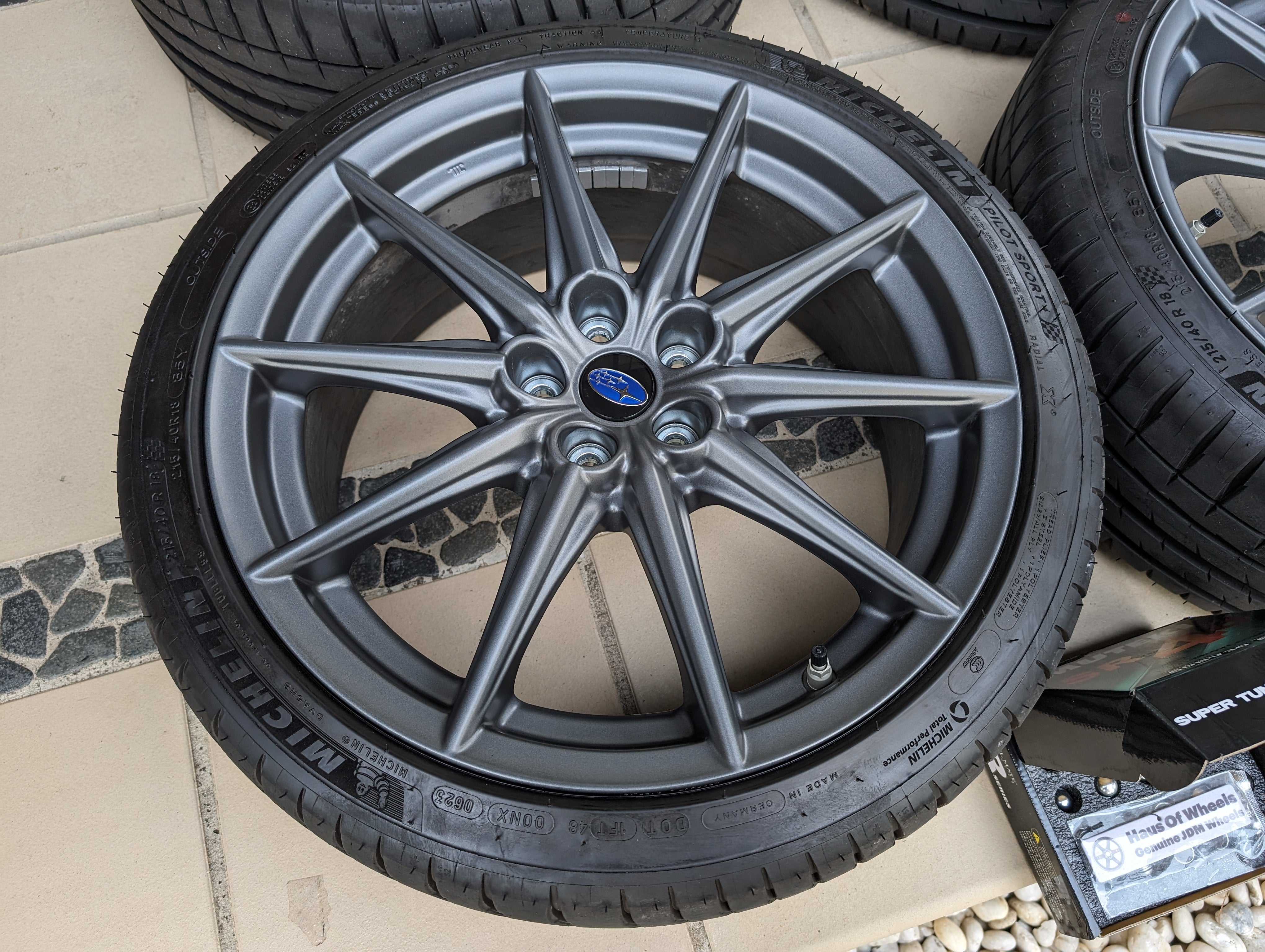 Subaru BRZ S Wheels with Near New Michelin PS4 Tyres and Genuine Subaru Center Caps - 5x100 - 18x7.5 +48