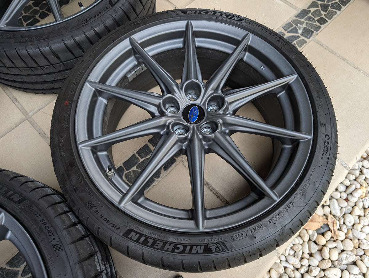 Subaru BRZ S Wheels with Near New Michelin PS4 Tyres and Genuine Subaru Center Caps - 5x100 - 18x7.5 +48