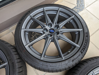 Subaru BRZ S Wheels with Near New Michelin PS4 Tyres and Genuine Subaru Center Caps - 5x100 - 18x7.5 +48
