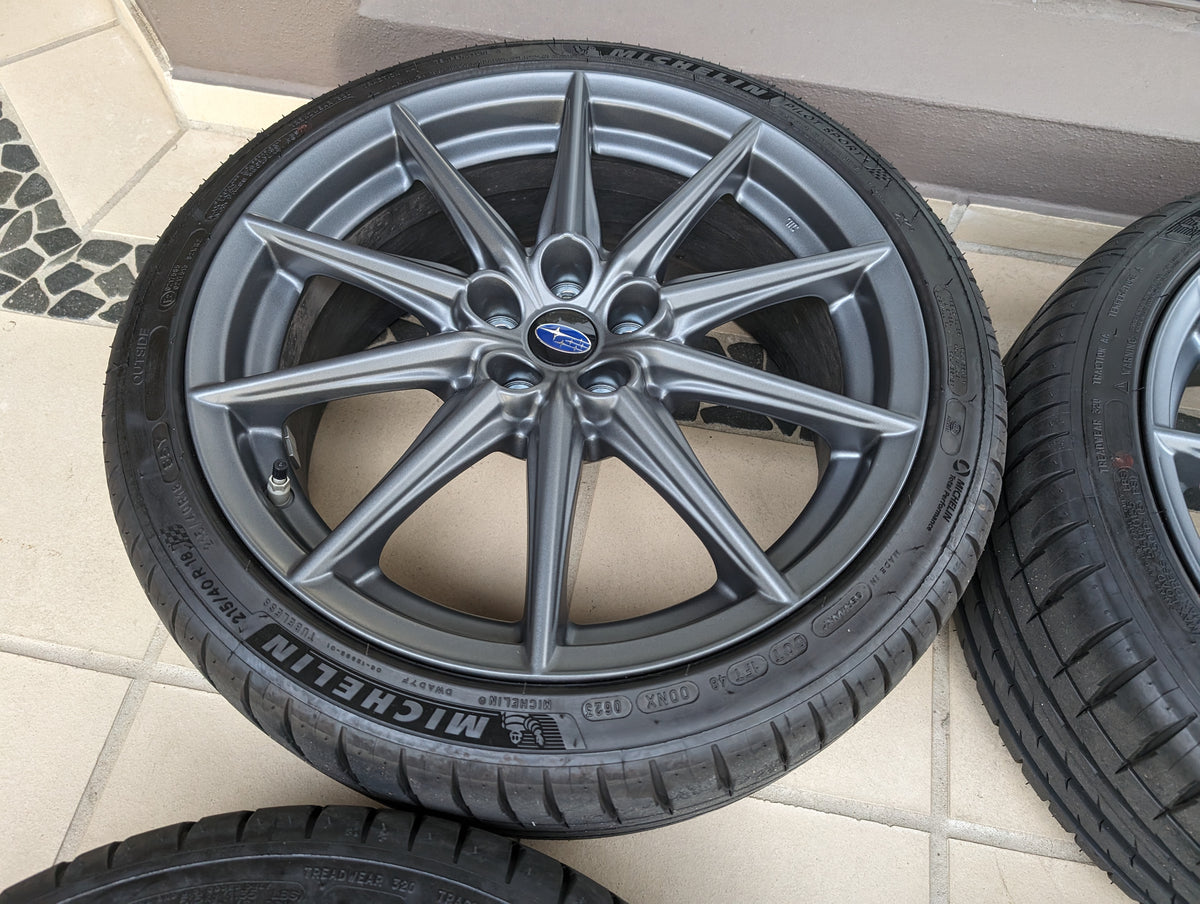 Subaru BRZ S Wheels with Near New Michelin PS4 Tyres and Genuine Subaru Center Caps - 5x100 - 18x7.5 +48
