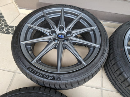 Subaru BRZ S Wheels with Near New Michelin PS4 Tyres and Genuine Subaru Center Caps - 5x100 - 18x7.5 +48