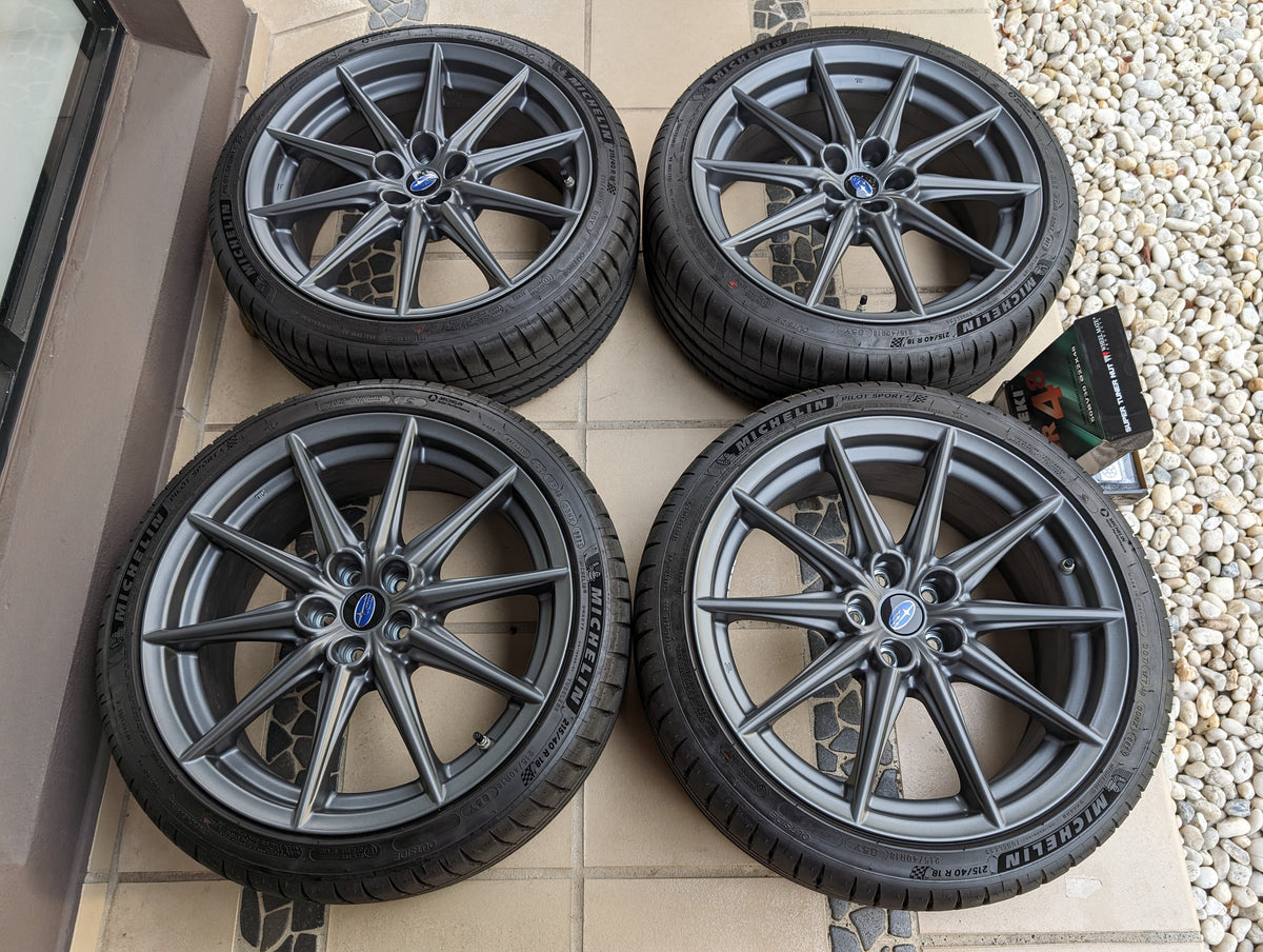 Subaru BRZ S Wheels with Near New Michelin PS4 Tyres and Genuine Subaru Center Caps - 5x100 - 18x7.5 +48