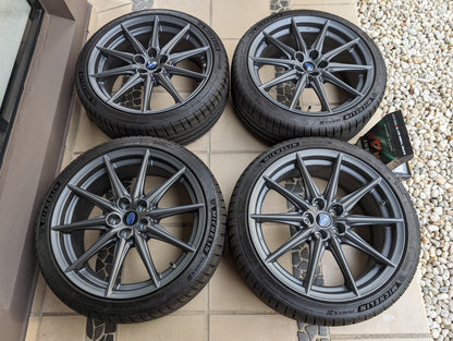 Subaru BRZ S Wheels with Near New Michelin PS4 Tyres and Genuine Subaru Center Caps - 5x100 - 18x7.5 +48