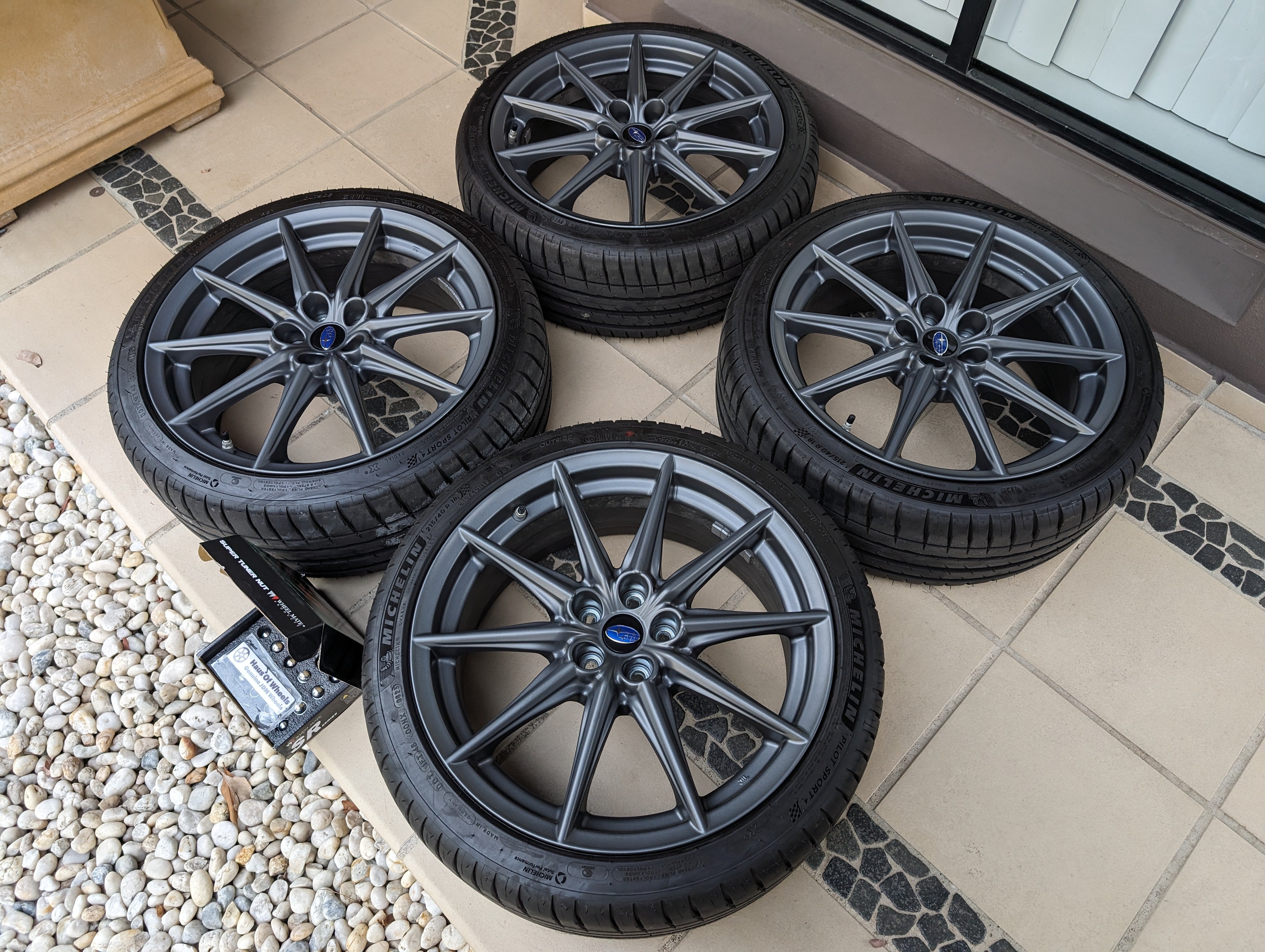Subaru BRZ S Wheels with Near New Michelin PS4 Tyres and Genuine Subaru Center Caps - 5x100 - 18x7.5 +48