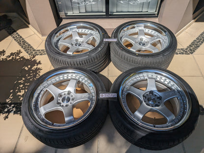 Work Emotion GT5 3P Matte Silver | 5x114.3 | F: 18x9 +12 / R: 18x10 -1 | Near New | With Tyres