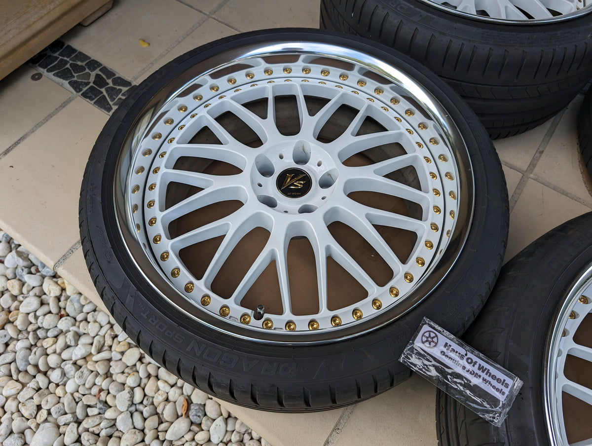 *20 Inch* Work VS-XX with Genuine Work VS Center Caps and Tyres - 5x114.3 - F: 20x9.5 +11 (T-Disk) - R: 20x11 +12 (A-Disk)