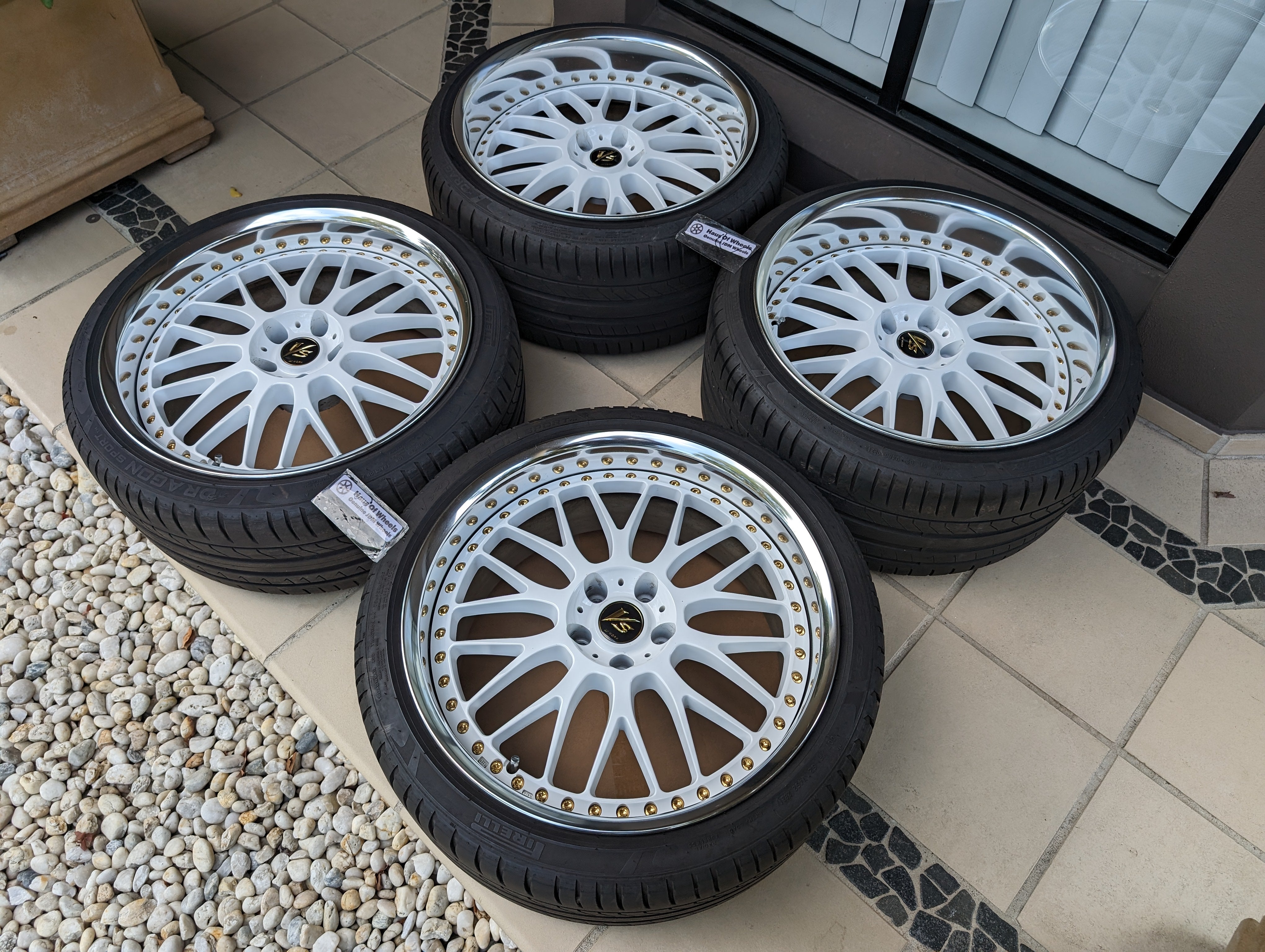 *20 Inch* Work VS-XX with Genuine Work VS Center Caps and Tyres - 5x114.3 - F: 20x9.5 +11 (T-Disk) - R: 20x11 +12 (A-Disk)