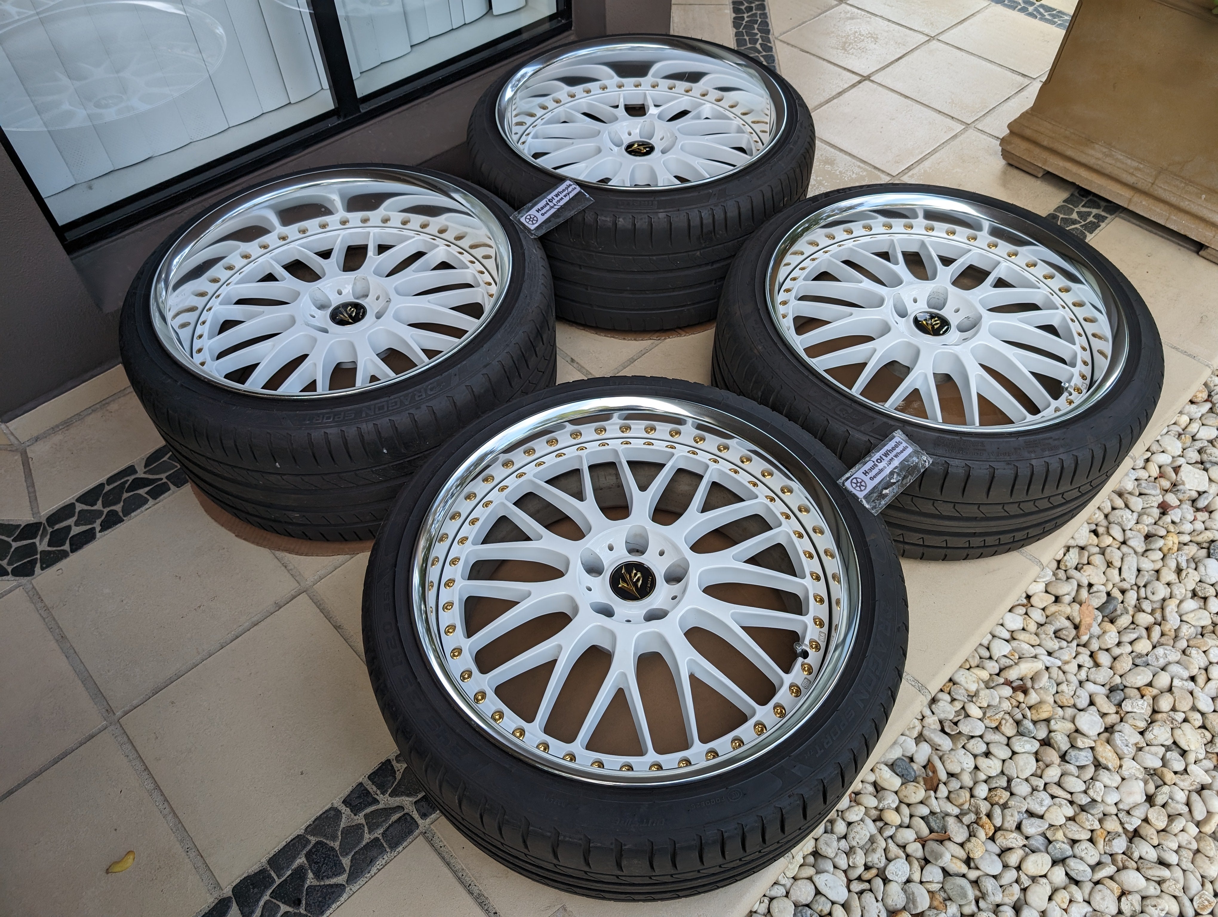 *20 Inch* Work VS-XX with Genuine Work VS Center Caps and Tyres - 5x114.3 - F: 20x9.5 +11 (T-Disk) - R: 20x11 +12 (A-Disk)