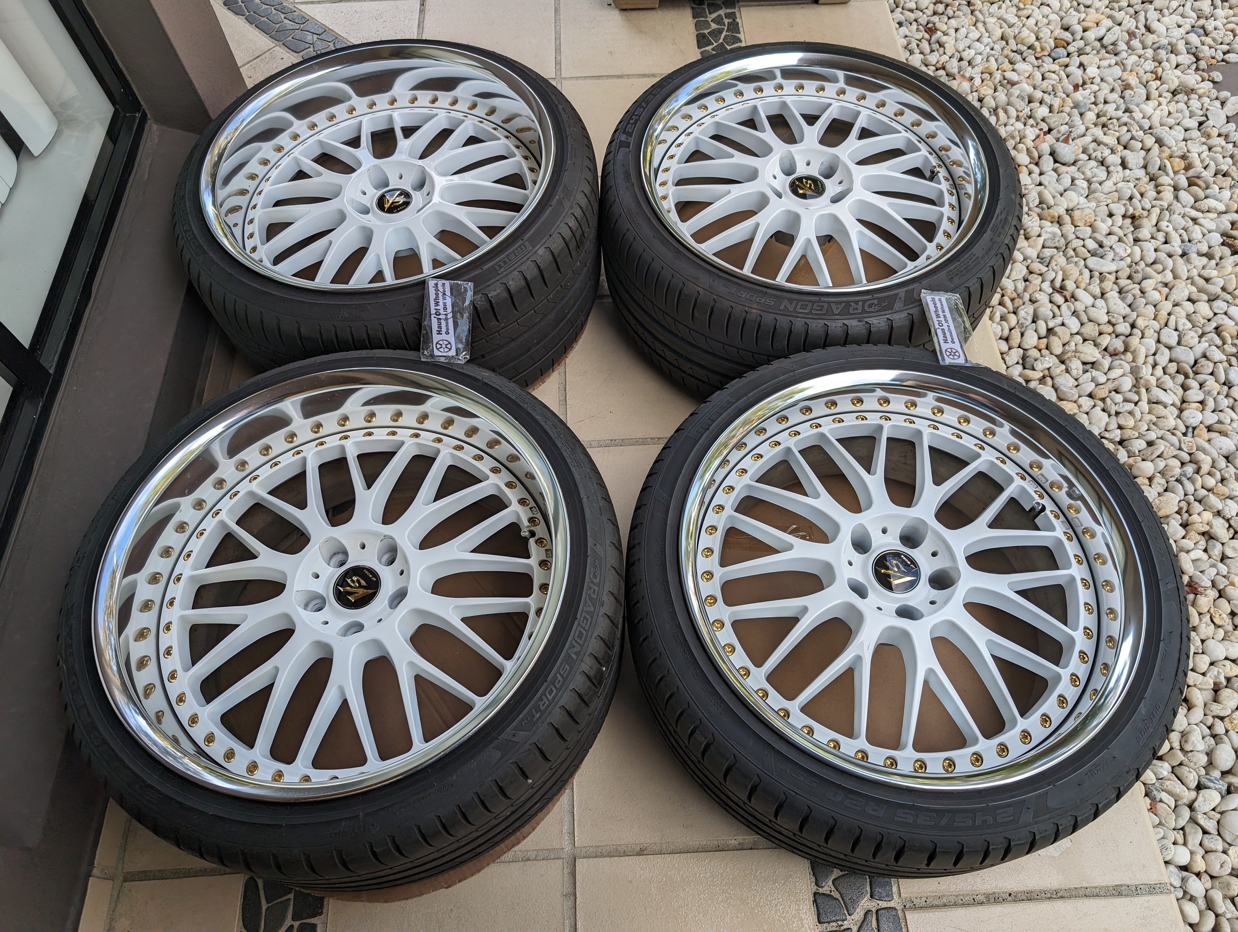 *20 Inch* Work VS-XX with Genuine Work VS Center Caps and Tyres - 5x114.3 - F: 20x9.5 +11 (T-Disk) - R: 20x11 +12 (A-Disk)