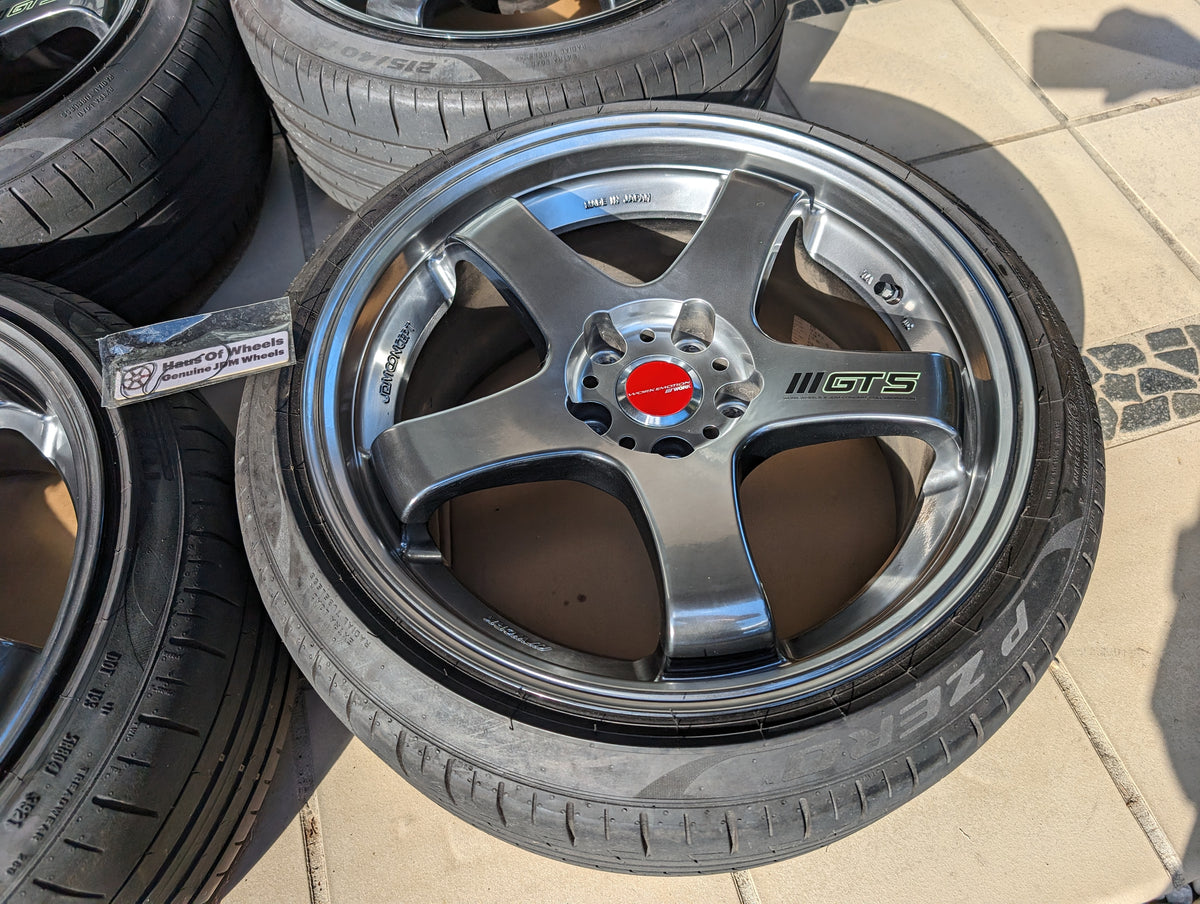 *Near New* Work Emotion GT5 (Glim Silver) with Genuine Work GT5 Center Caps - 5x114.3 - 18x9 +38
