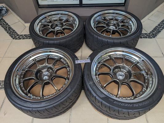 
*Near New* SSR SP5 (High Metal Bronze) - 3 Piece Wheels - PCD 5x114.3 - 18x9.5 +25 (HP Disk)