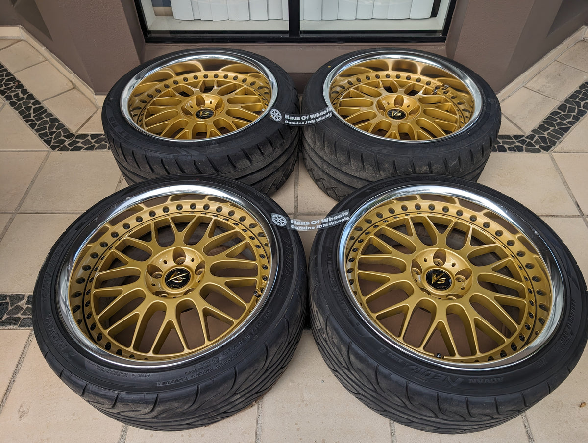 PCD 5x114.3 *Rare* Work VS-XX (Gold) with Genuine Work VS Center Caps ...