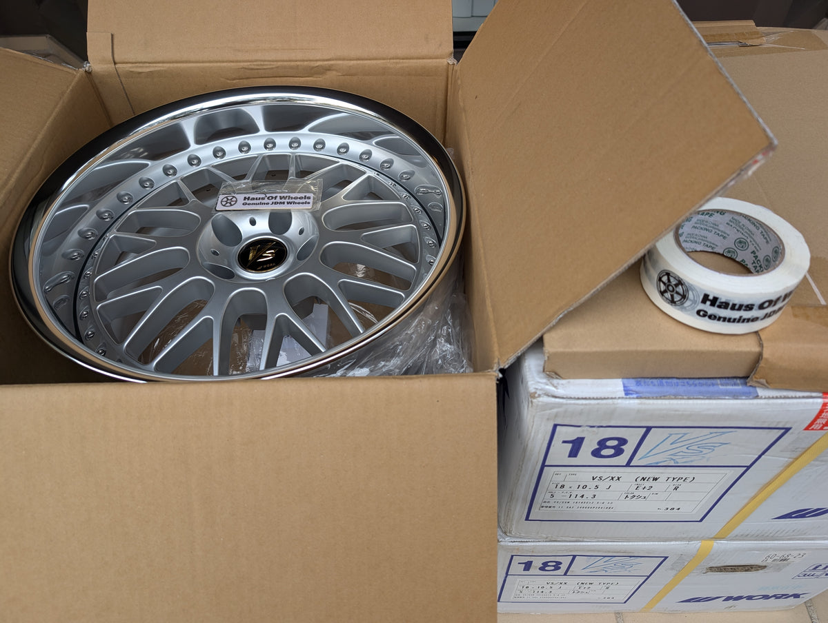 *Brand New* Work VS-XX (Silver) with Genuine Work VS Center Caps - 5x114.3 - 18x10.5 +2 (R-Disk)