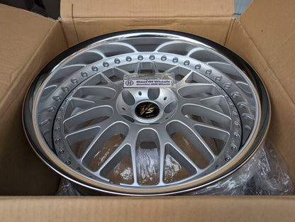 *Brand New* Work VS-XX (Silver) with Genuine Work VS Center Caps - 5x114.3 - 18x10.5 +2 (R-Disk)