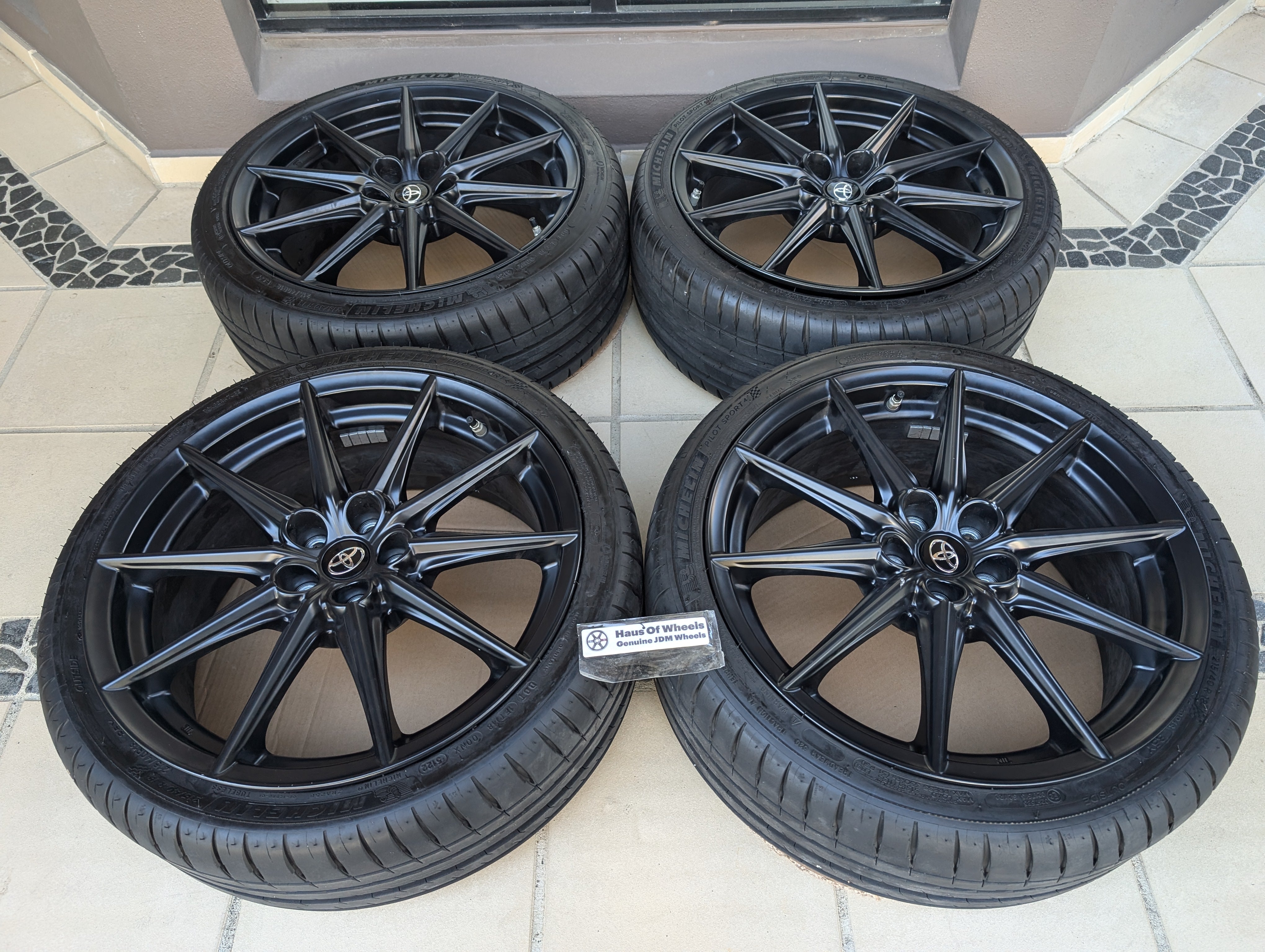 Toyota GR86 Wheels with Near New Michelin PS4 Tyres and Genuine Toyota Center Caps - 5x100 - 18x7.5 +48 (215/40/18)