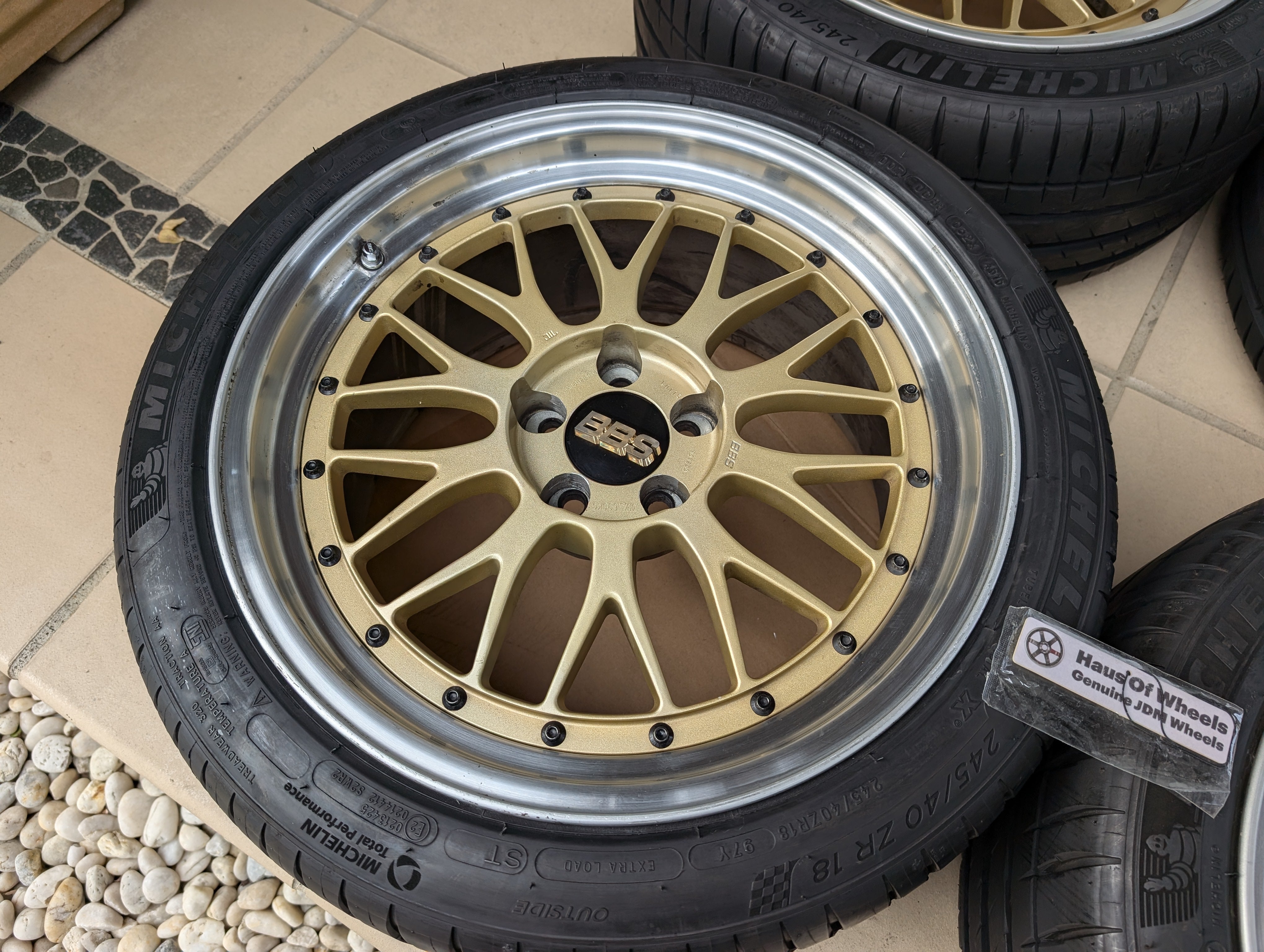 *Rare* BBS LM with BBS Center Caps and Near New Michelin Pilot Sports 4 Tyres - 5x100 - F:18x9 +35 R: 18x9.5 +38