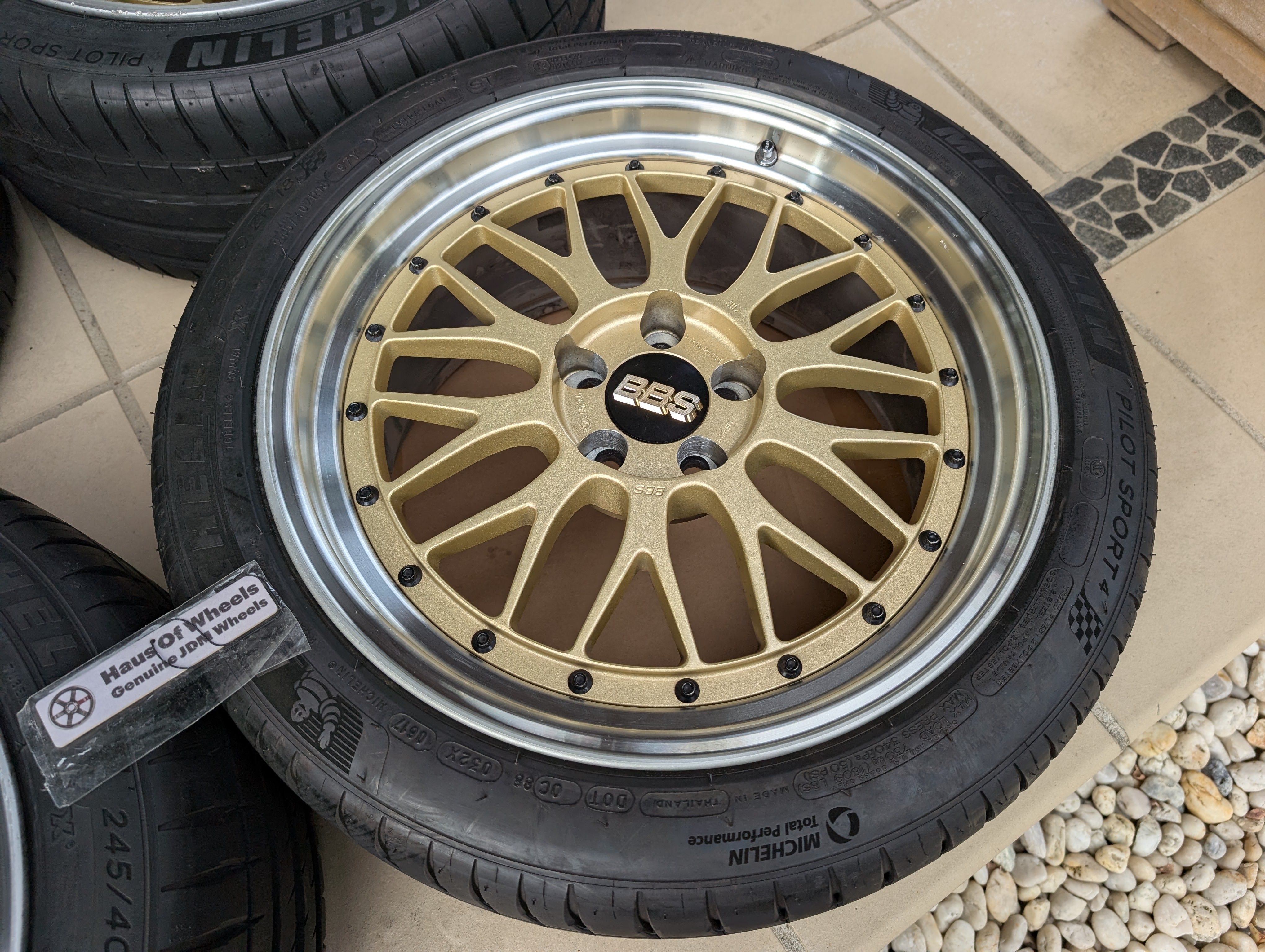 *Rare* BBS LM with BBS Center Caps and Near New Michelin Pilot Sports 4 Tyres - 5x100 - F:18x9 +35 R: 18x9.5 +38