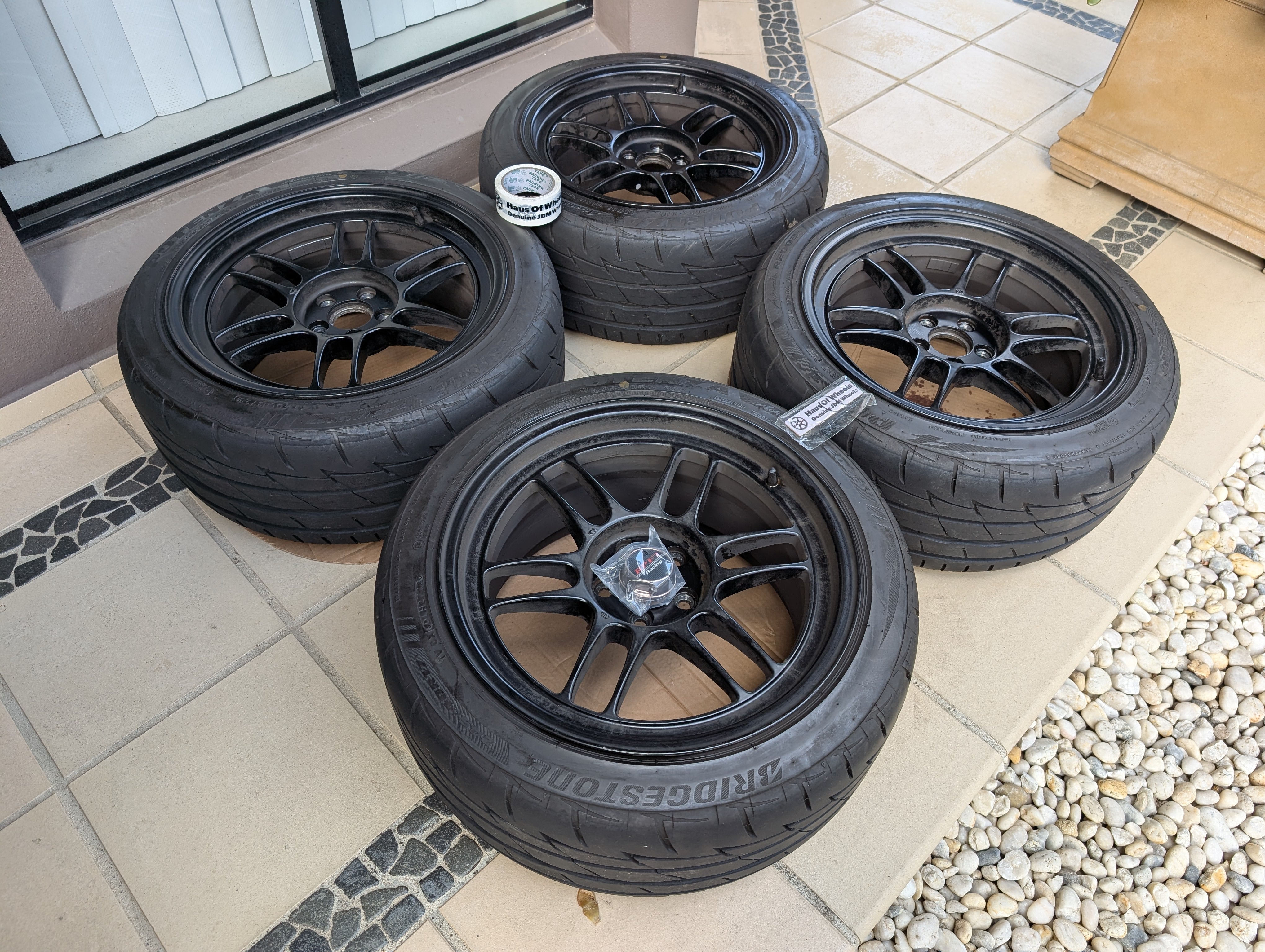 Enkei RPF1 (Matte Black) with Near New Bridgestone RE003 Tyres - 5x100 - 17x9 +35 (245/40/17)