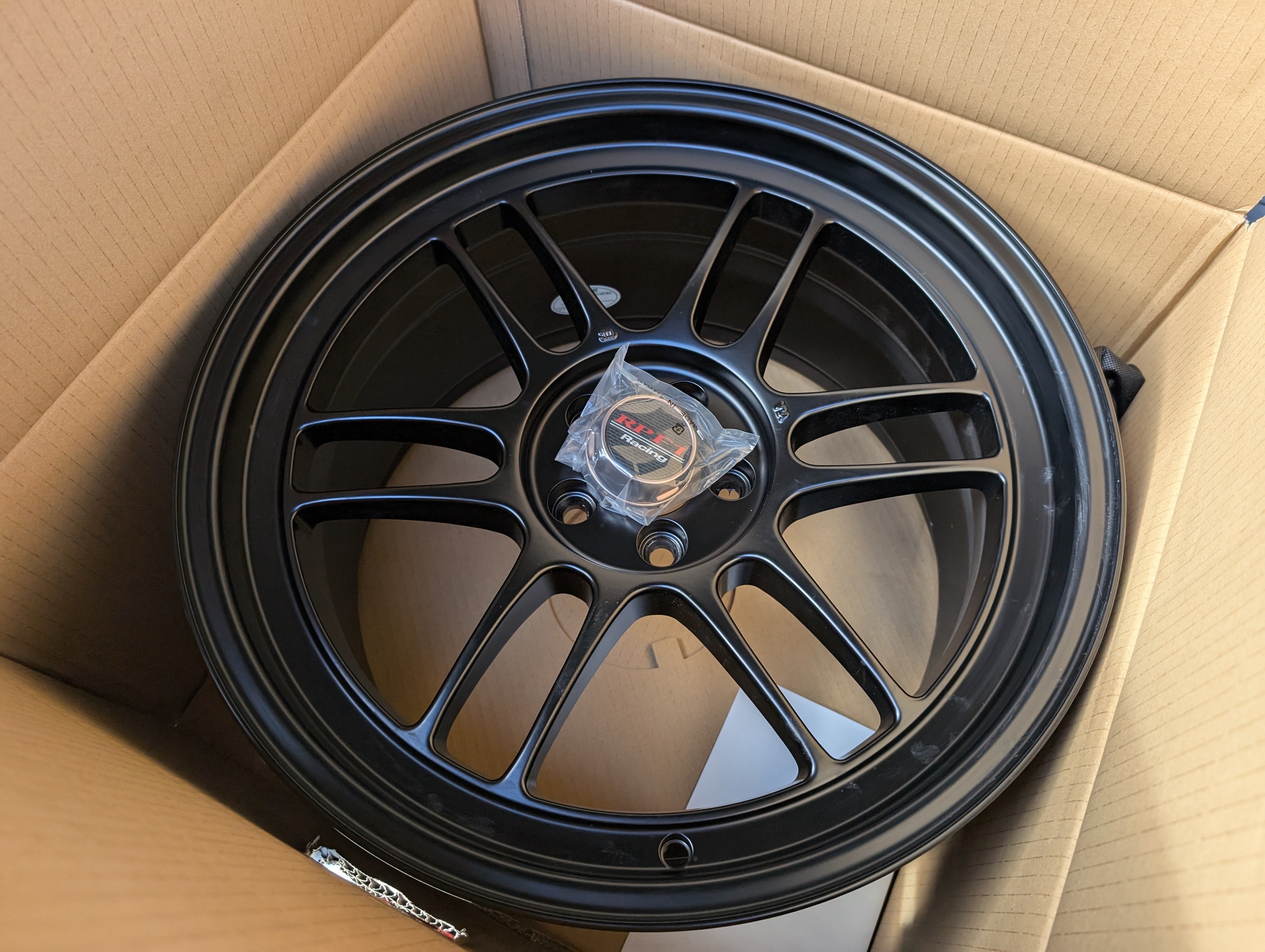 *Near New* Enkei RPF1 (Matte Black) with Genuine Enkei Stickers - 5x100 - 18x9.5 +38