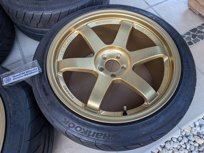 *Rare* RAYS Volk Racing TE37RT (Gold) with Near New Hankook RS4 Tyres - 5x100 - 18x10 +44 (245/40/18)