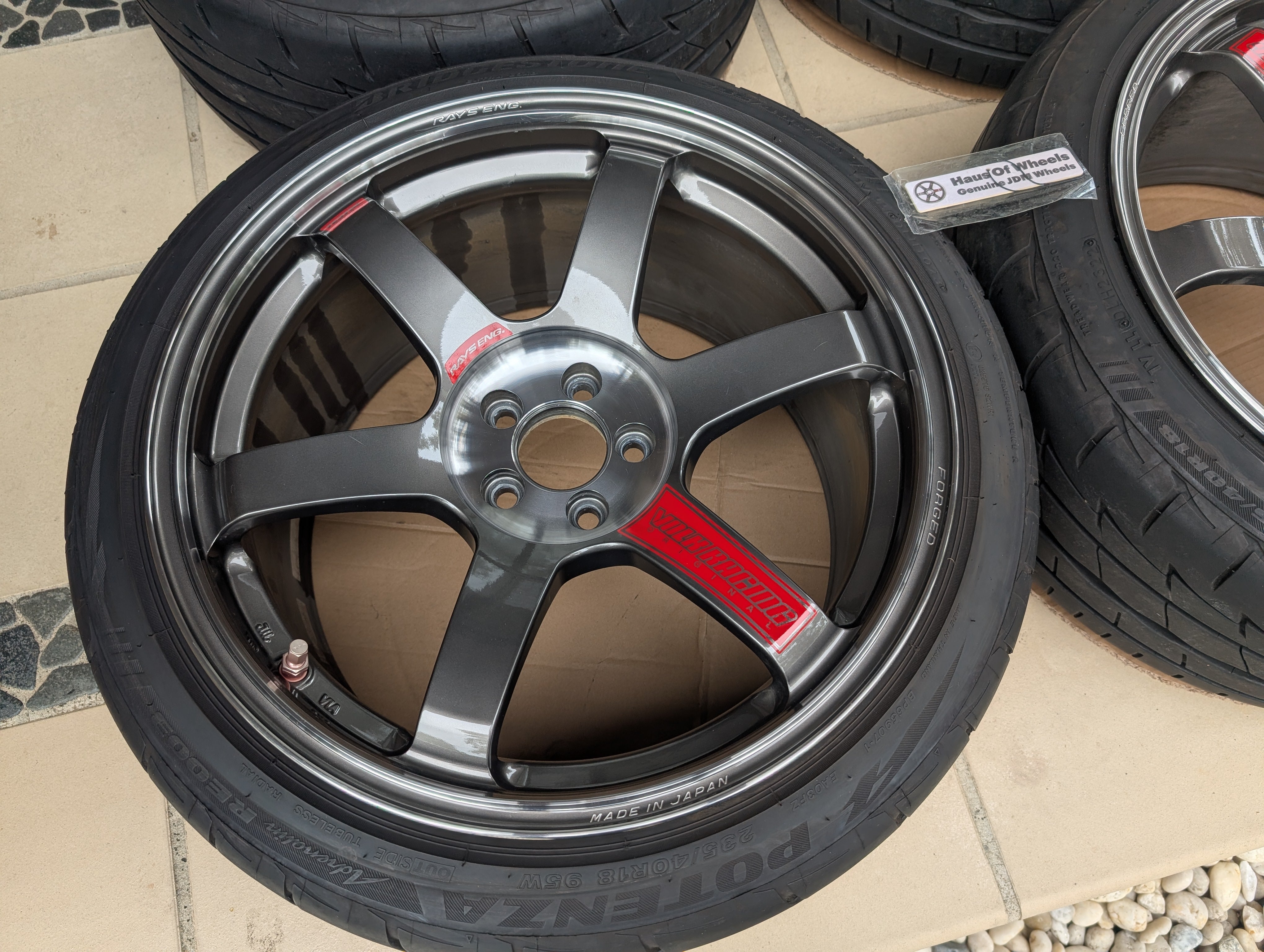 *Near New*&nbsp; Rays Volk Racing TE37 Saga SL (Pressed Graphite) with Bridgestone RE003 Tyres  - 5x100 - 18x9.5 +40 (235/40/18)