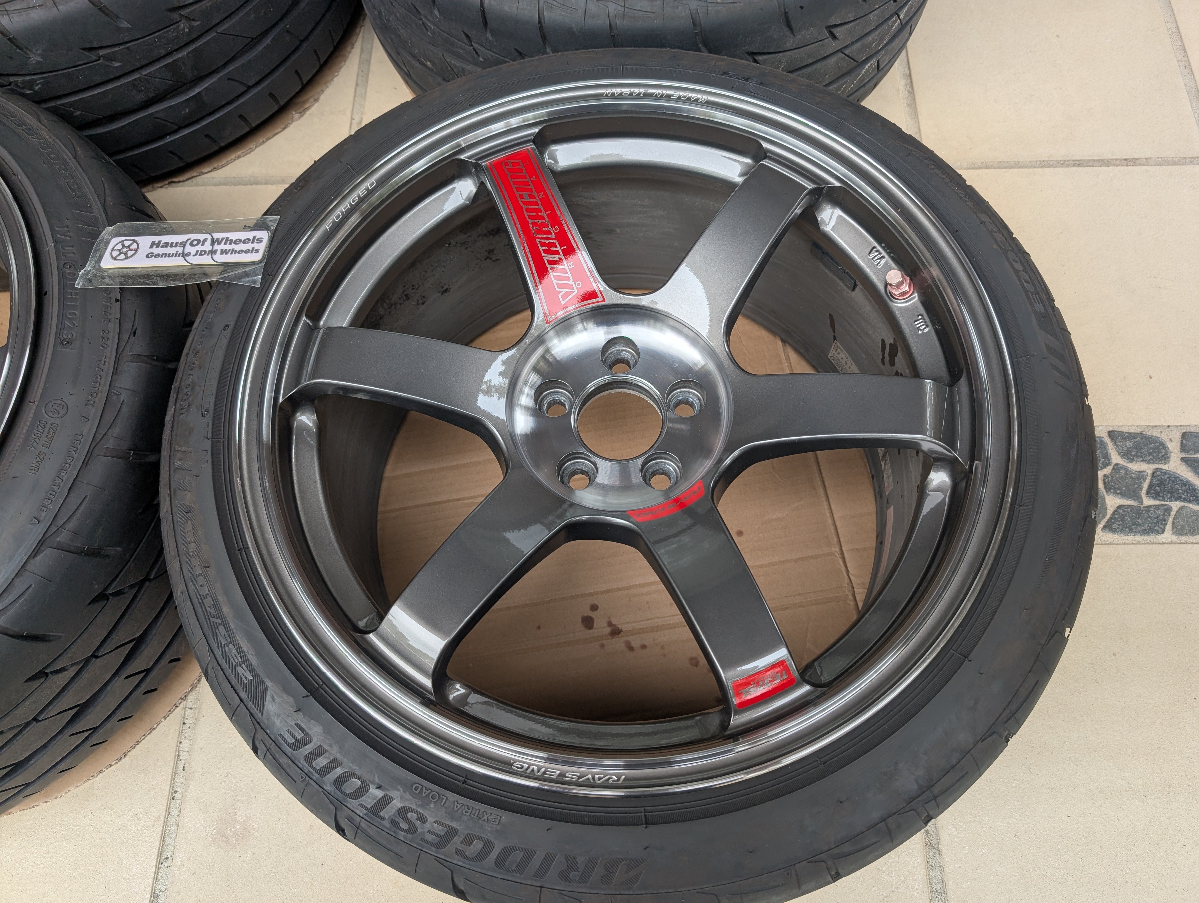 *Near New*&nbsp; Rays Volk Racing TE37 Saga SL (Pressed Graphite) with Bridgestone RE003 Tyres  - 5x100 - 18x9.5 +40 (235/40/18)