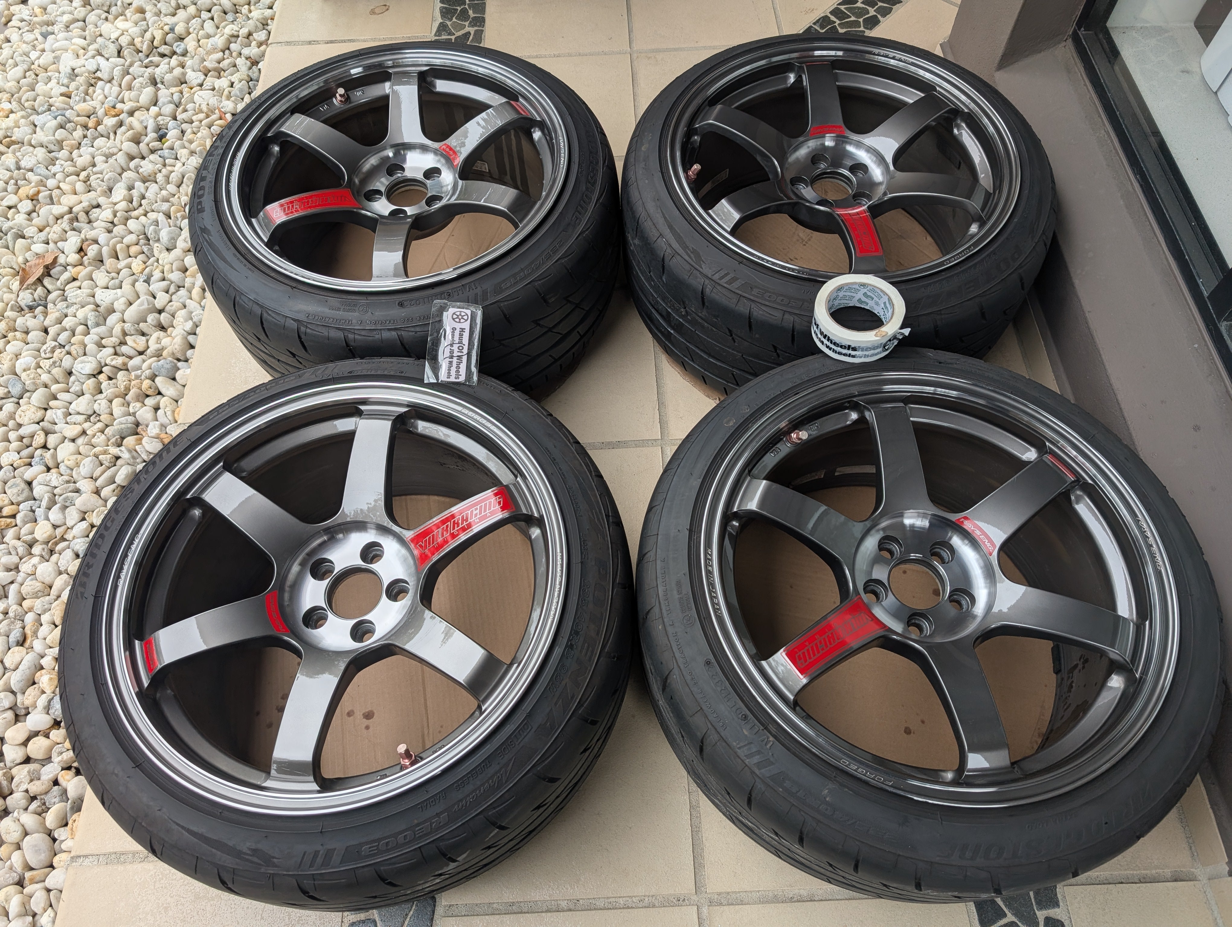 *Near New*&nbsp; Rays Volk Racing TE37 Saga SL (Pressed Graphite) with Bridgestone RE003 Tyres  - 5x100 - 18x9.5 +40 (235/40/18)