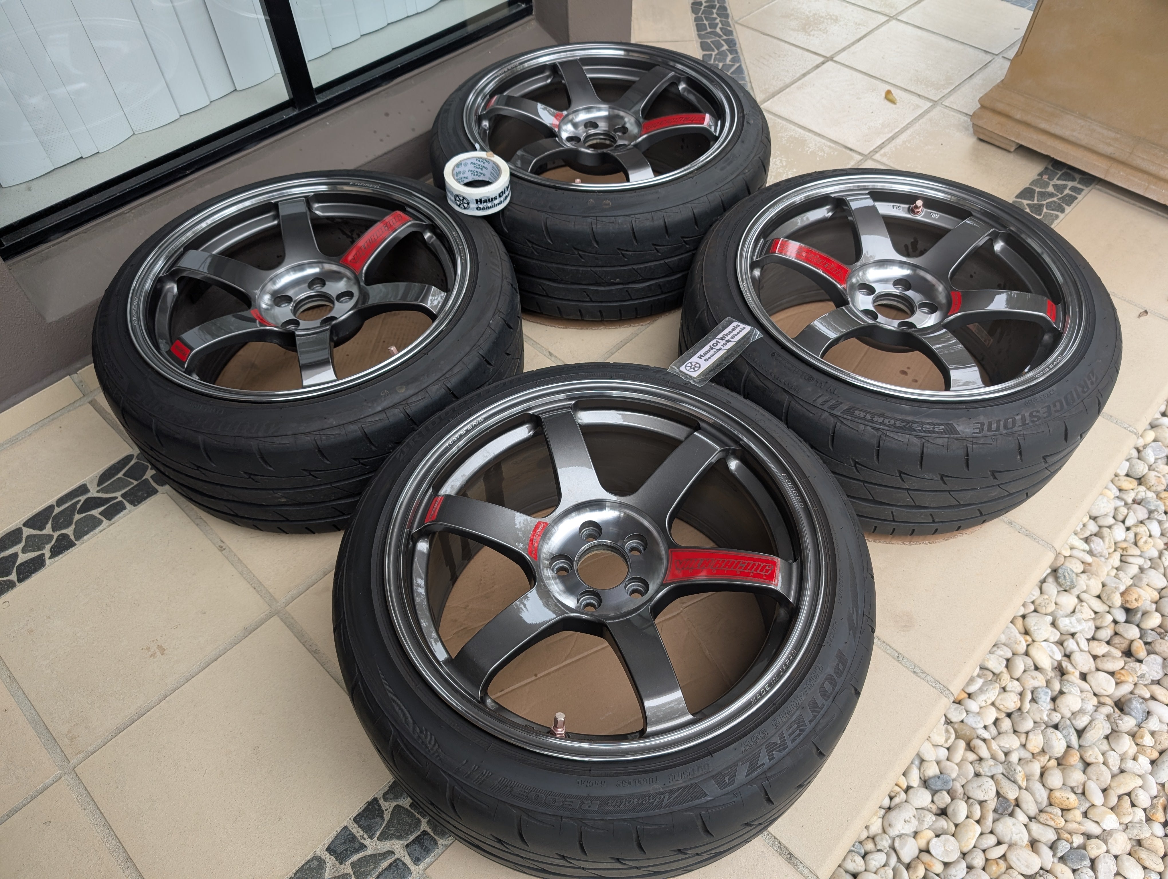 *Near New*&nbsp; Rays Volk Racing TE37 Saga SL (Pressed Graphite) with Bridgestone RE003 Tyres  - 5x100 - 18x9.5 +40 (235/40/18)