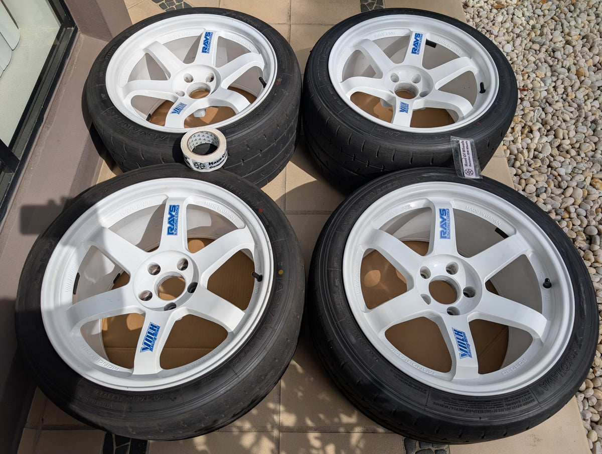 *Discontinued* + *Rare* Rays Engineering Volk Racing TE37SL (Dash White) with Yokohama A052 Tyres - 5x114.3 - 18x10.5 +15 (265/35/18)
