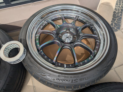 SSR SP5 (Spectrum Silver) with Genuine SSR Center Caps and Tyres - 3 Piece Wheels - 5x114.3 - 18x9.5 +37