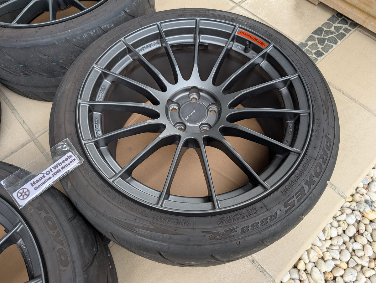 Enkei RS05RR Dark Gunmetal Gray | 5x100 | 18x9.5 +43 | Used | With Toyo R888R Tyres