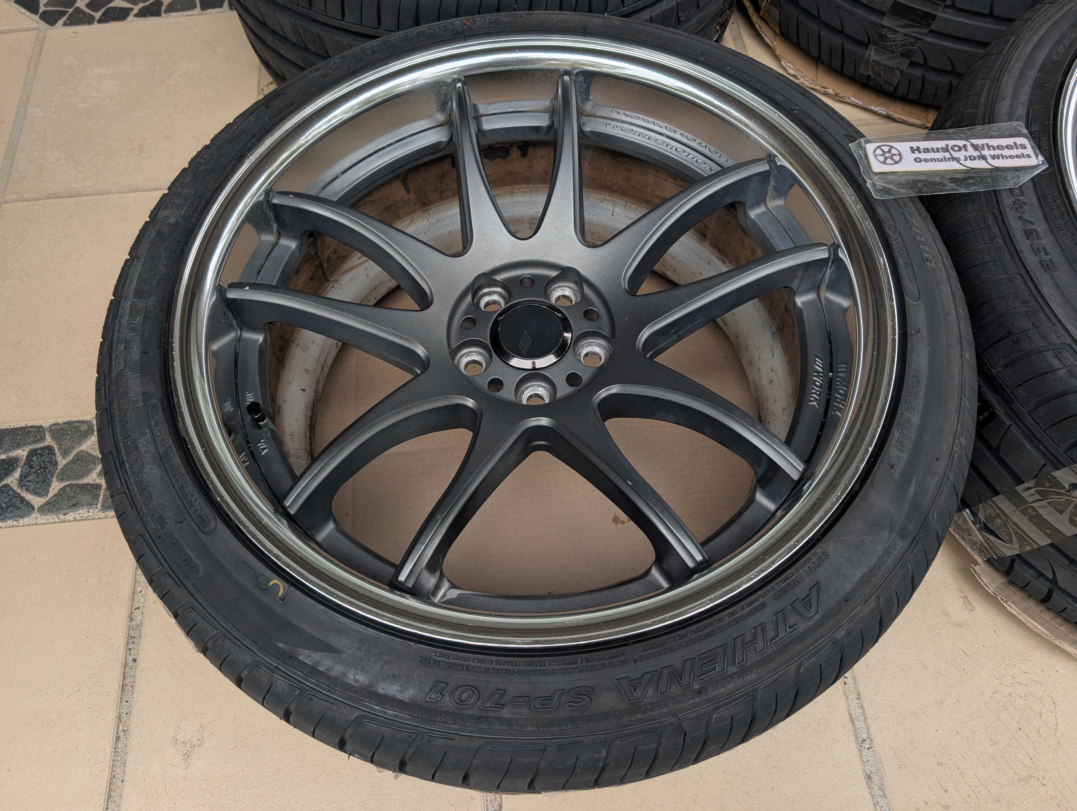 *Rare* Work Emotion CR2P (Gunmetal) - 2 Piece Wheels with Genuine Work Center Caps - 5x100 - 18x9.5 +30 (235/40/18)