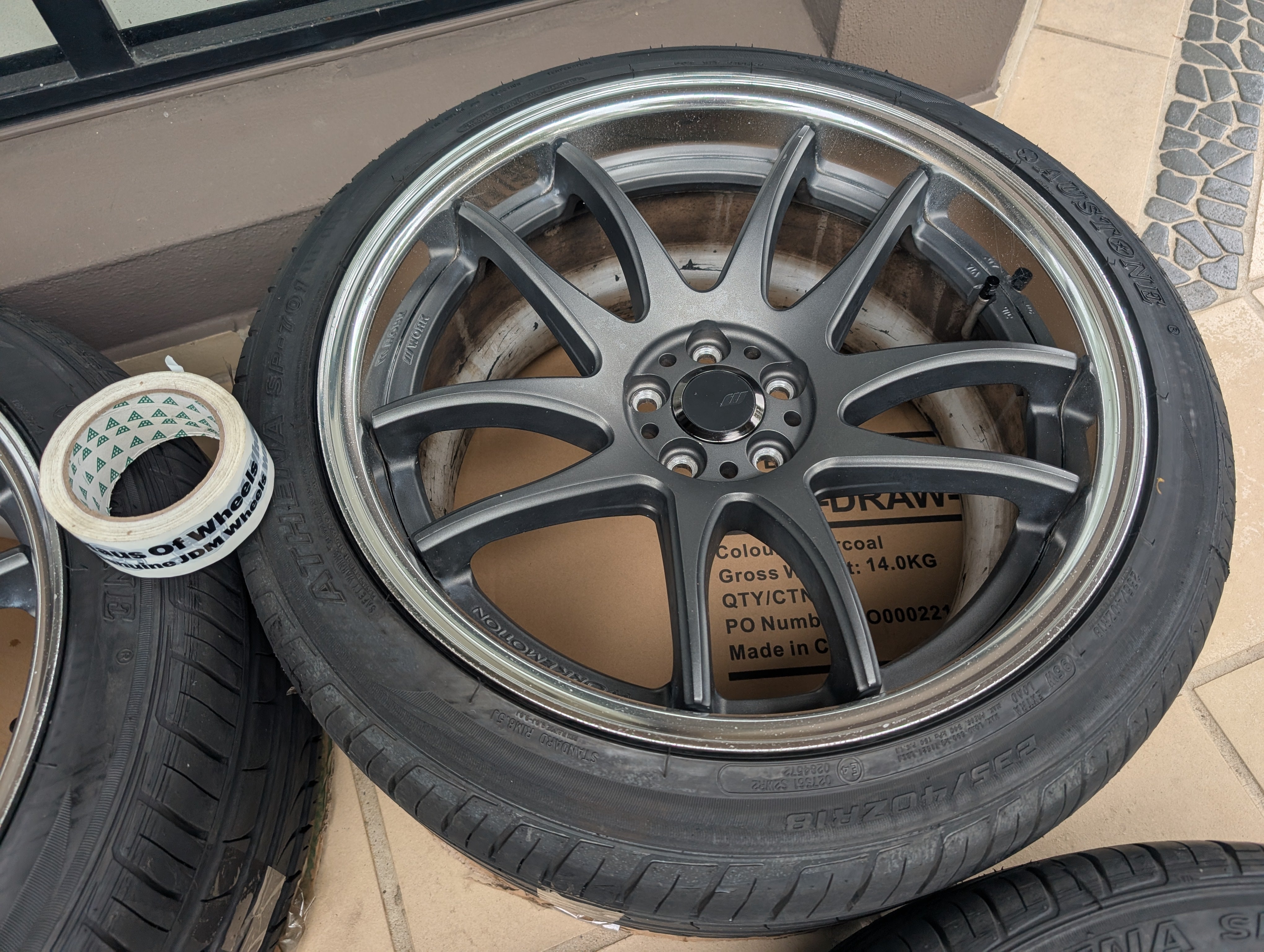 *Rare* Work Emotion CR2P (Gunmetal) - 2 Piece Wheels with Genuine Work Center Caps - 5x100 - 18x9.5 +30 (235/40/18)