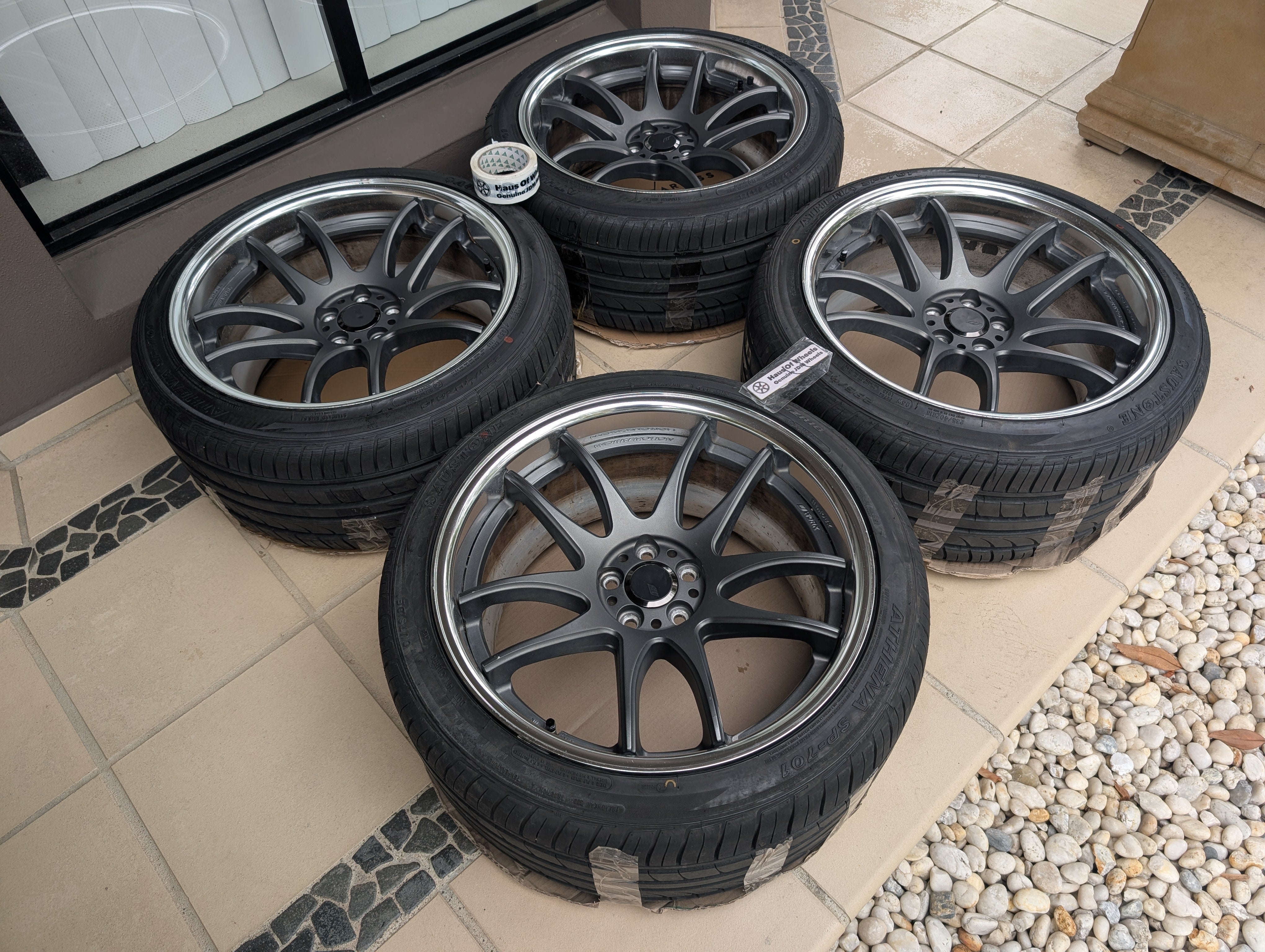 *Rare* Work Emotion CR2P (Gunmetal) - 2 Piece Wheels with Genuine Work Center Caps - 5x100 - 18x9.5 +30 (235/40/18)